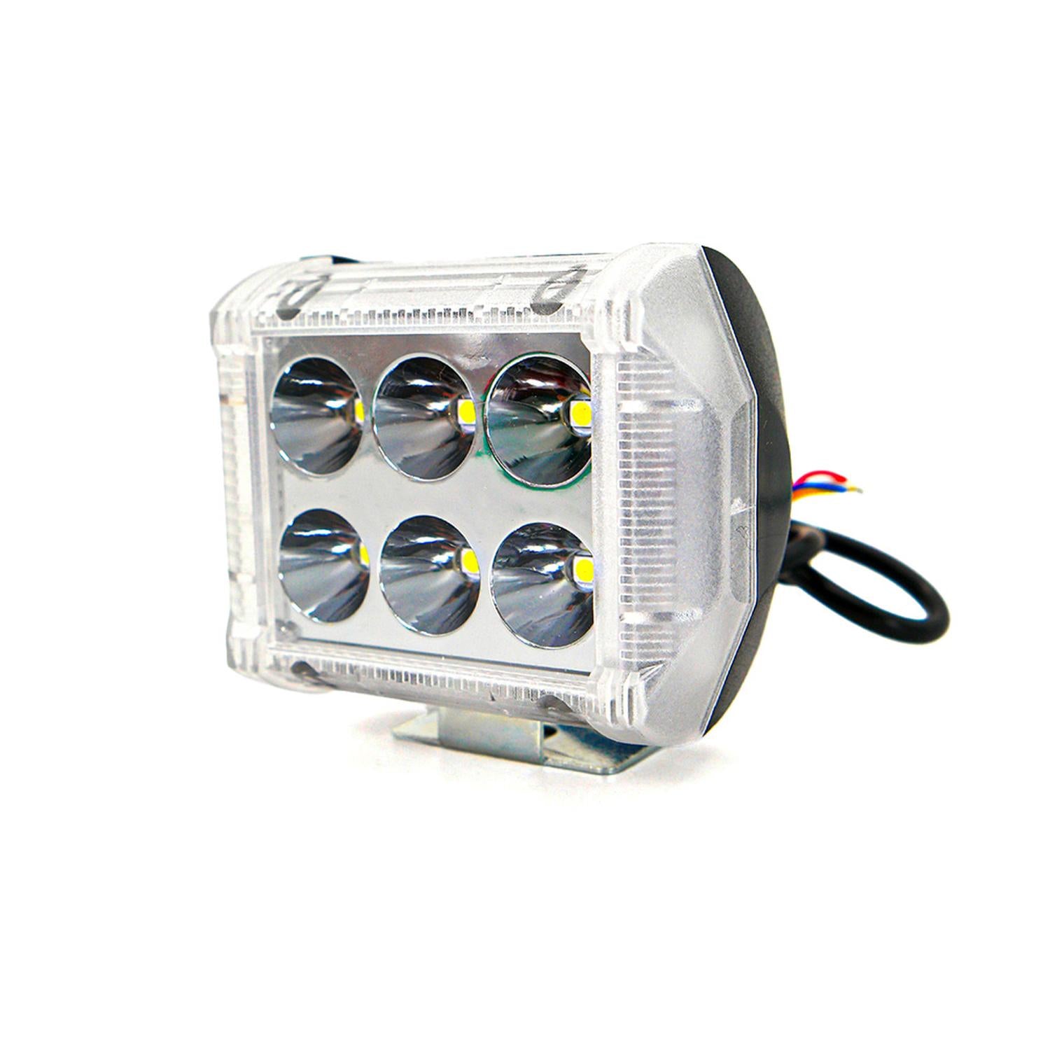 FARO AUXILIAR LED CON ESTROBO 6 LED CON LUZ DE CONTORNO LATERAL PARA MOTOCICLETA