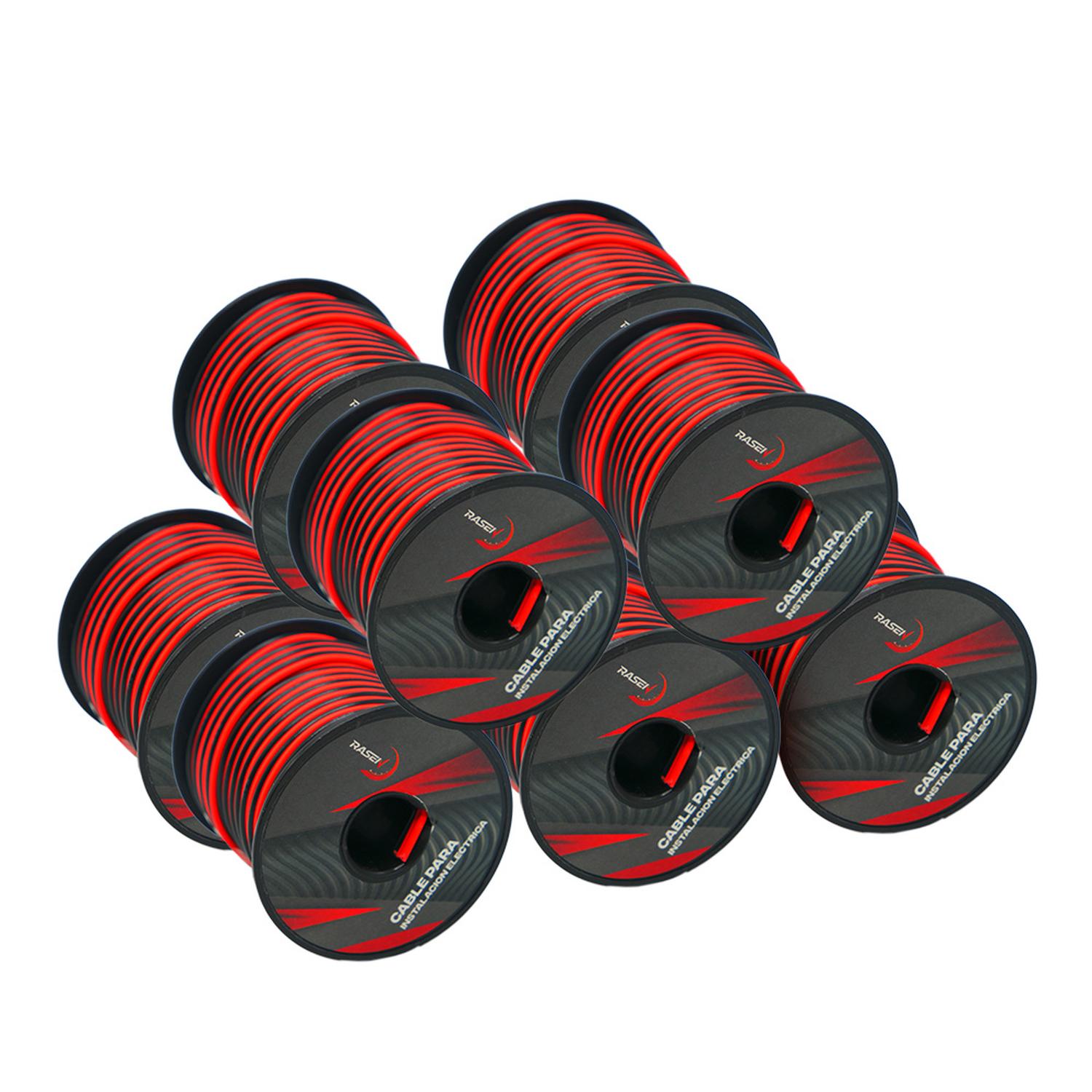 10 CABLE DOBLE COLOR NEGRO-ROJO PARA INSTALACION ELECTRICA UNIVERSAL ROLLO/15MTS