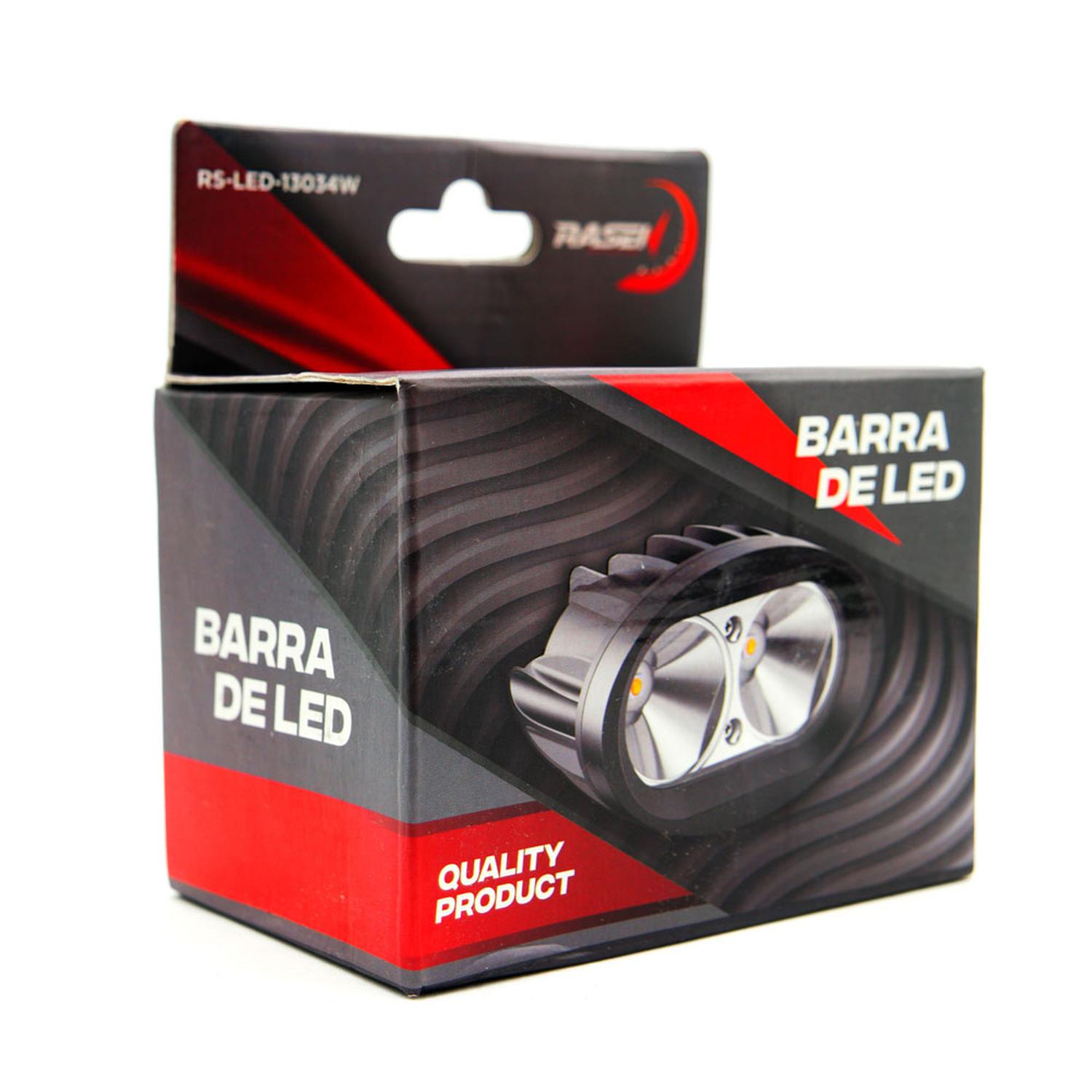 FARO 2 LED BLANCO OVALADO 2 CELDAS CON LUZ ALTA, BAJA ESTROBO PARA MOTOCICLETA