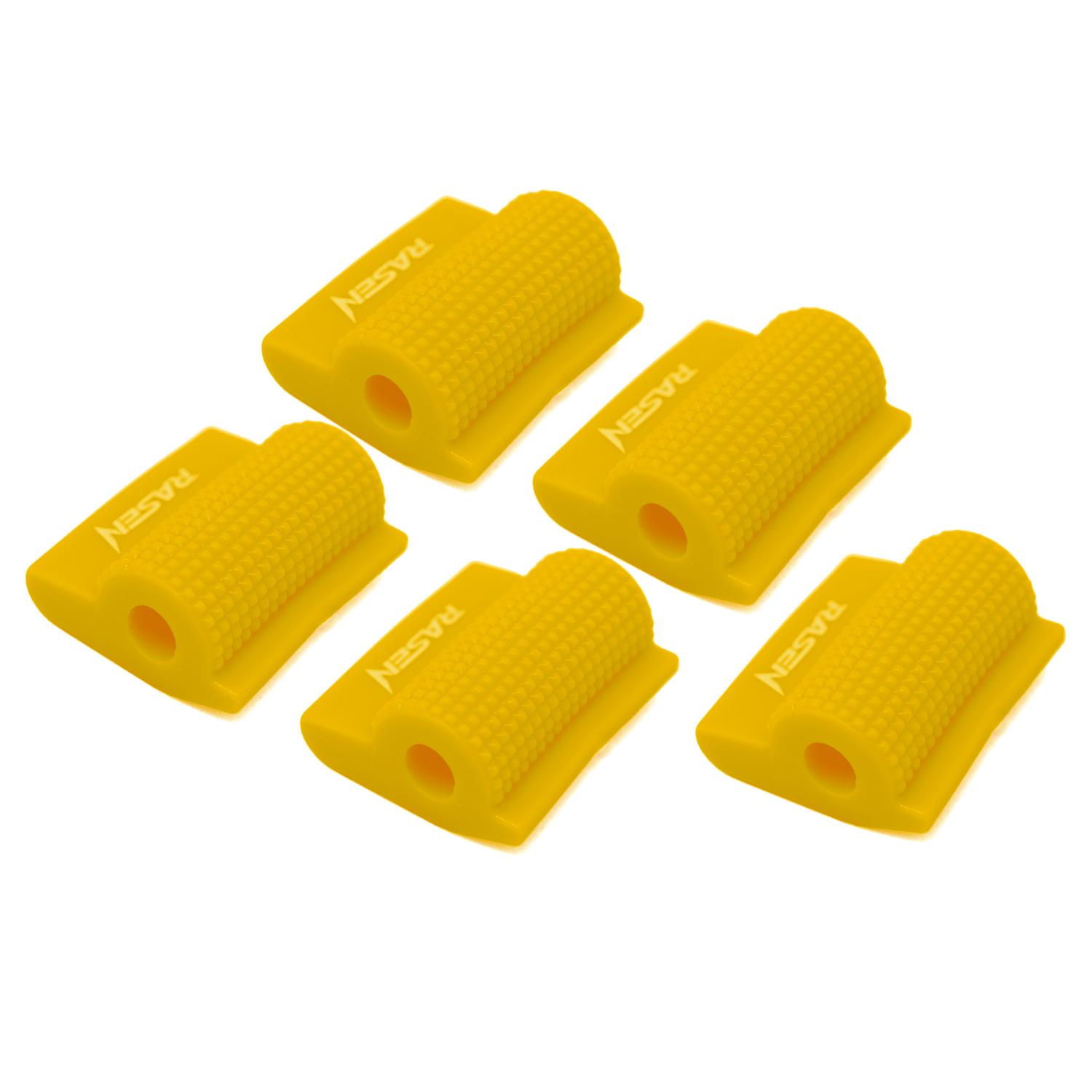 5 PROTECTORES DE CALZADO PARA PEDAL DE CAMBIOS A PRESION DE CAUCHO AMARILLO UNIVERSAL