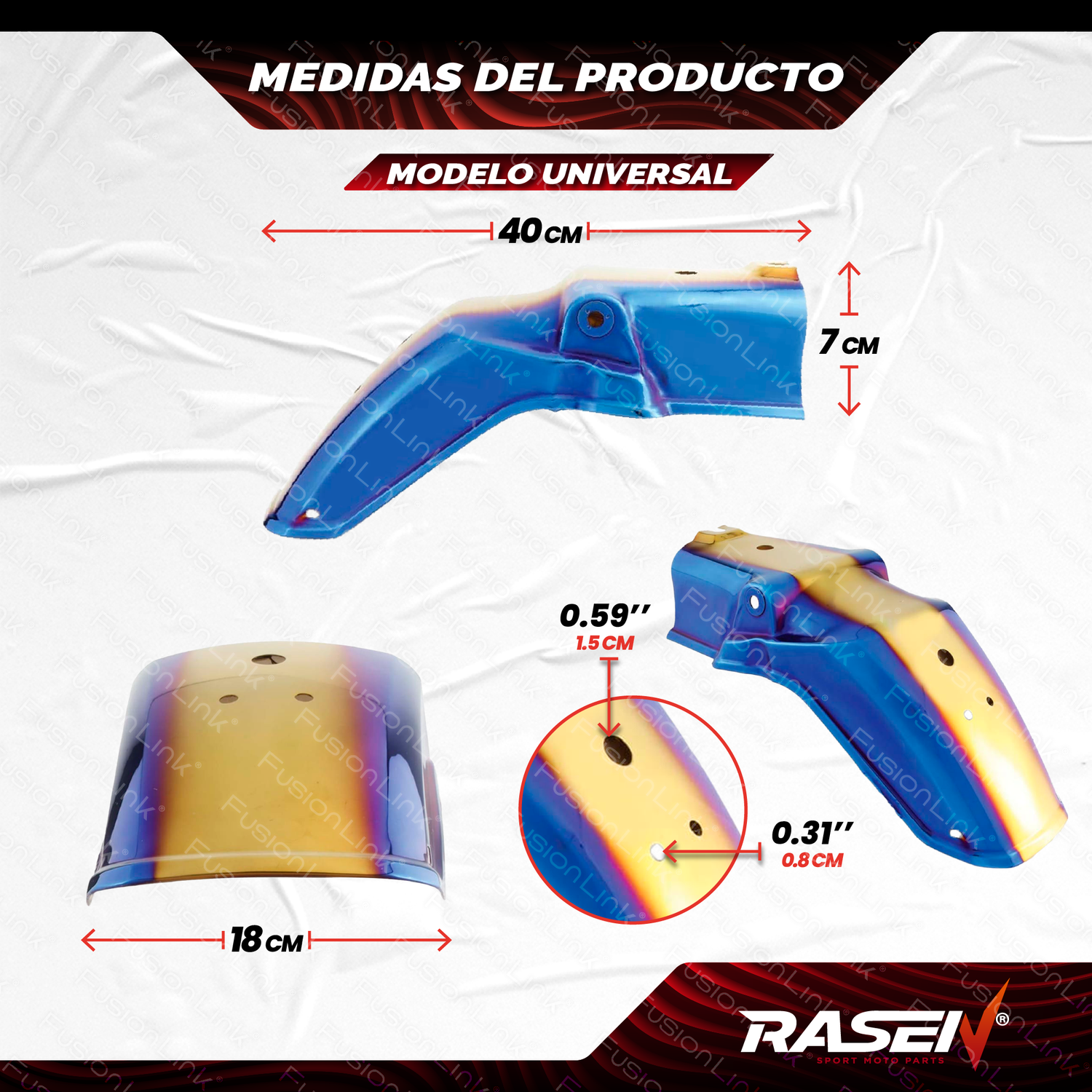 SALPICADERA TRASERA UNIVERSAL 2 PARA MOTOCICLETA