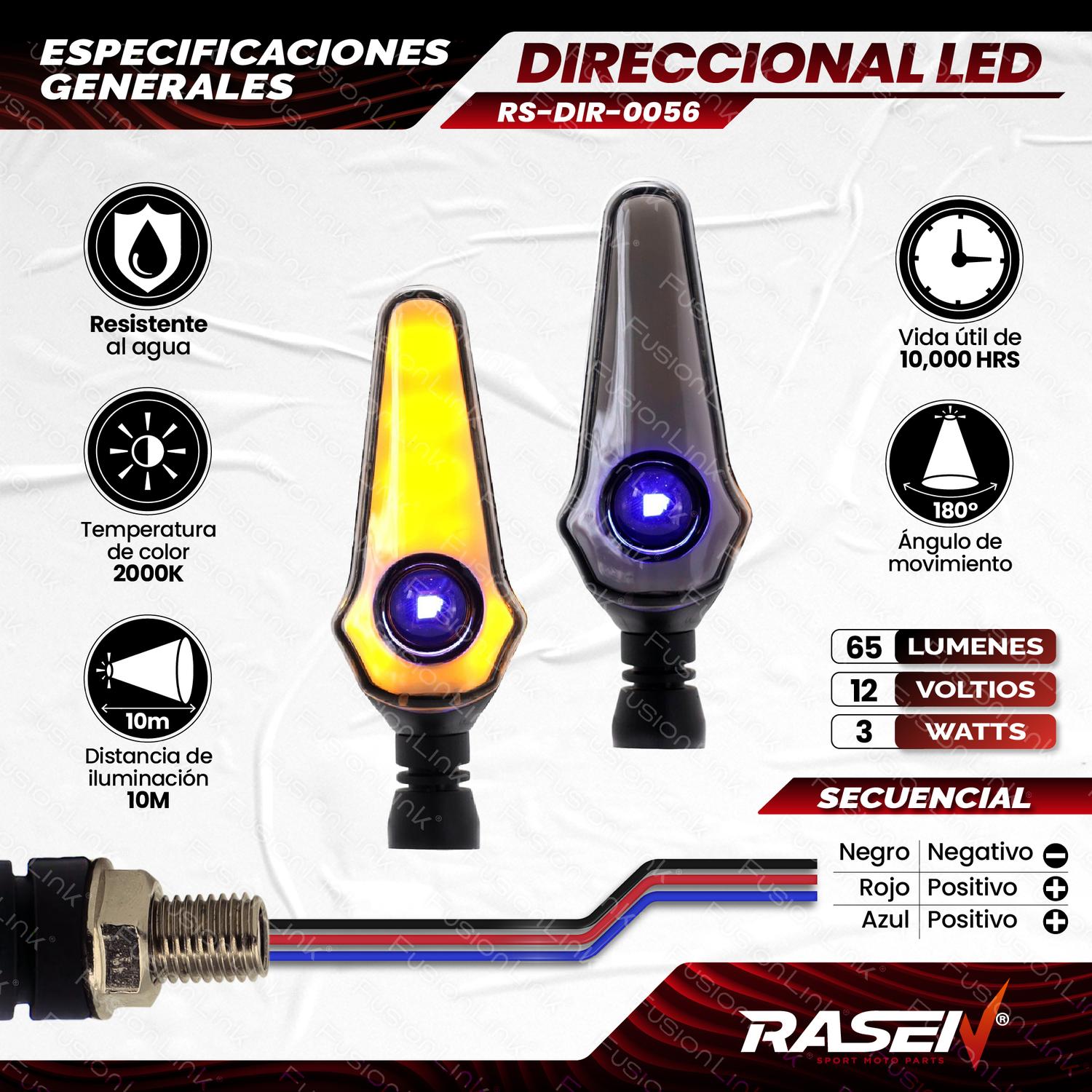 DIRECCIONAL LED SECUENCIAL TIPO FLAMA UNIVERSAL PARA MOTOCICLETA