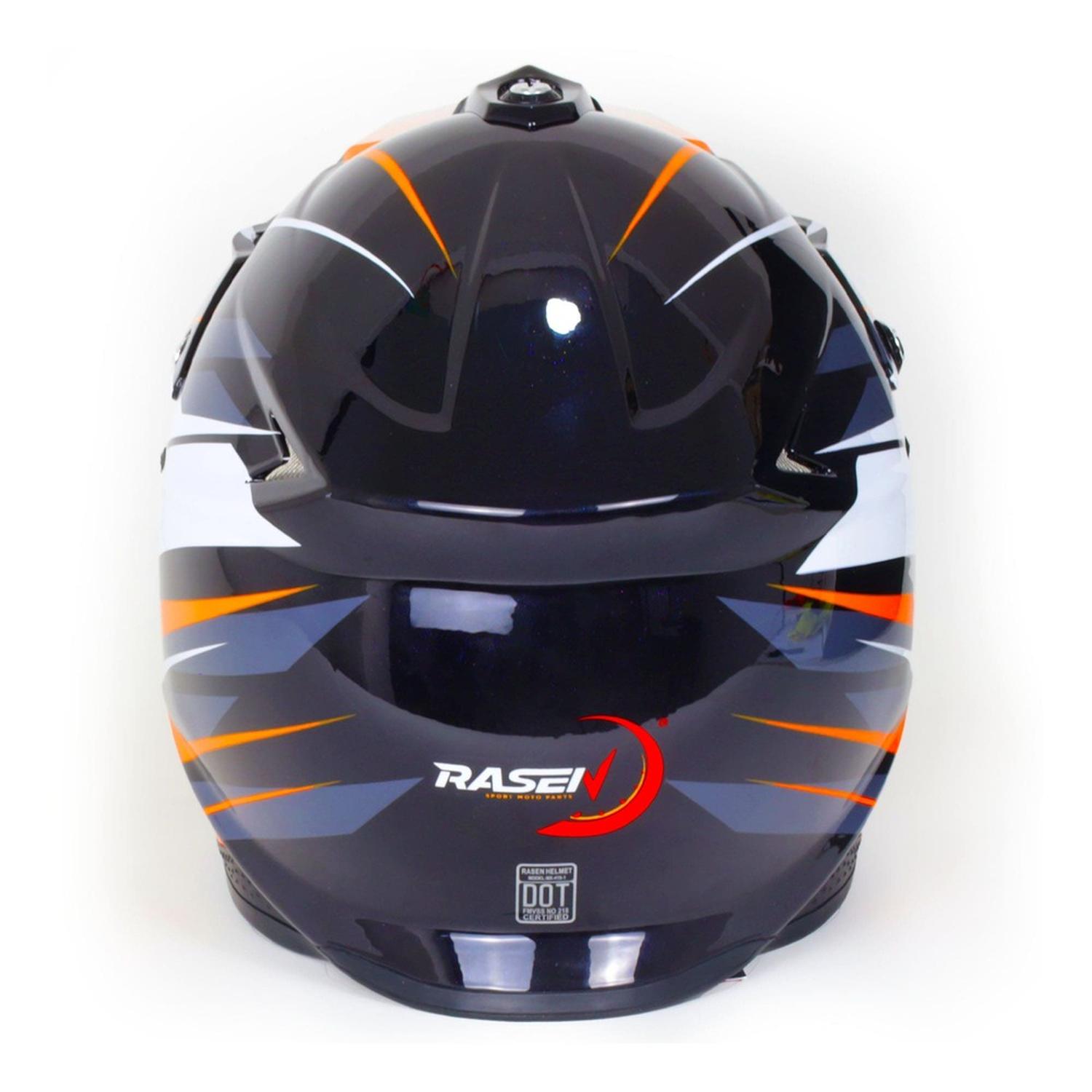 Casco para moto Rasen tipo Cross de fibra de vidrio Naranja DOT