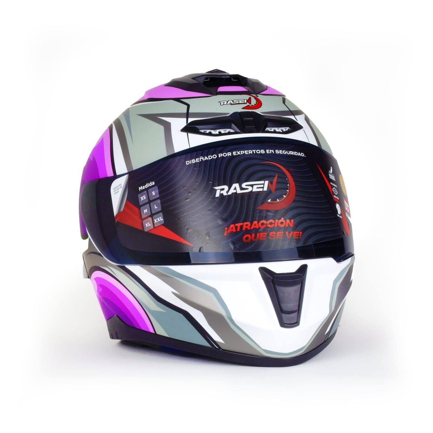 CASCO CERRADO MORADO CON GRIS Y BLANCO PARA MOTOCICLETA