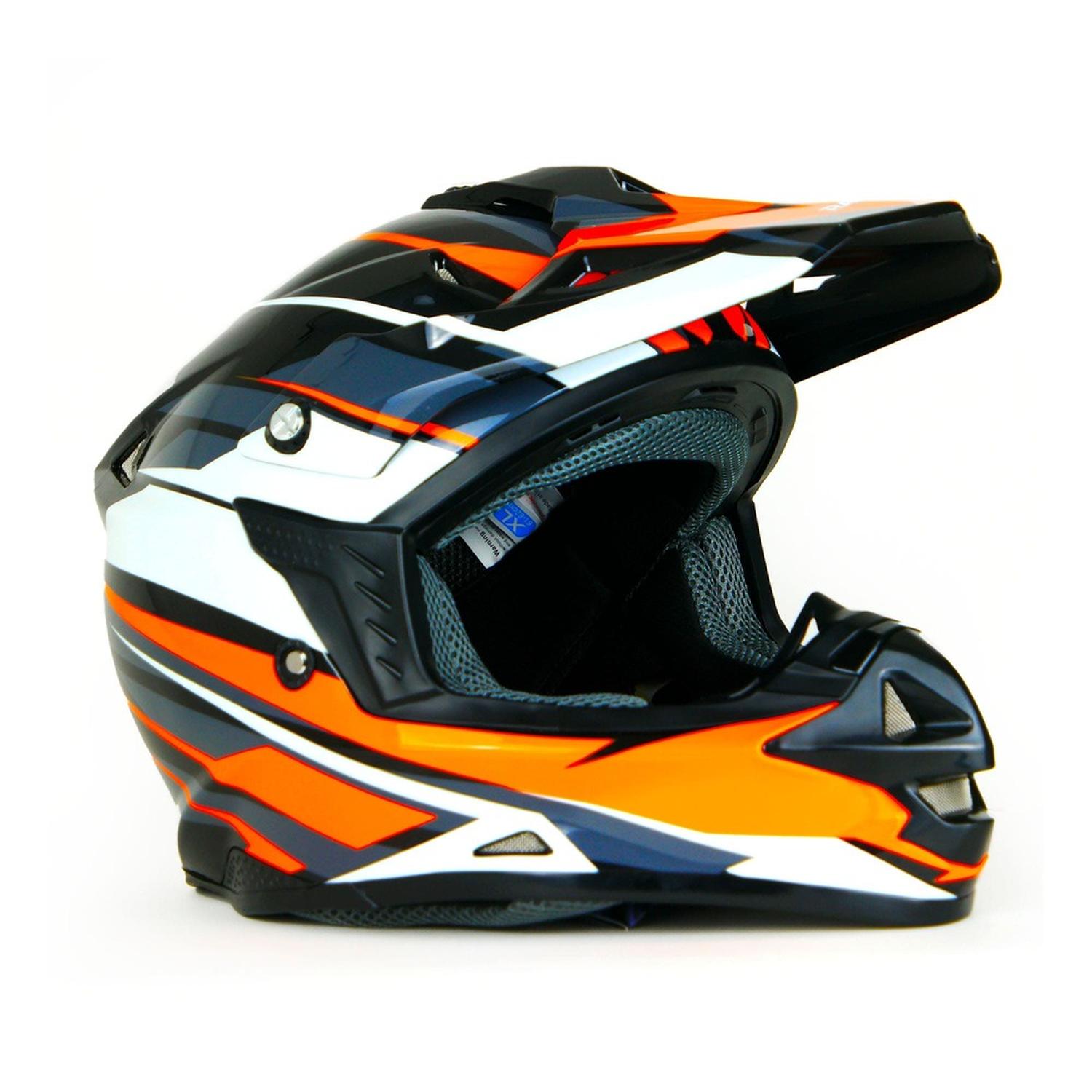 Casco para moto Rasen tipo Cross de fibra de vidrio Naranja DOT