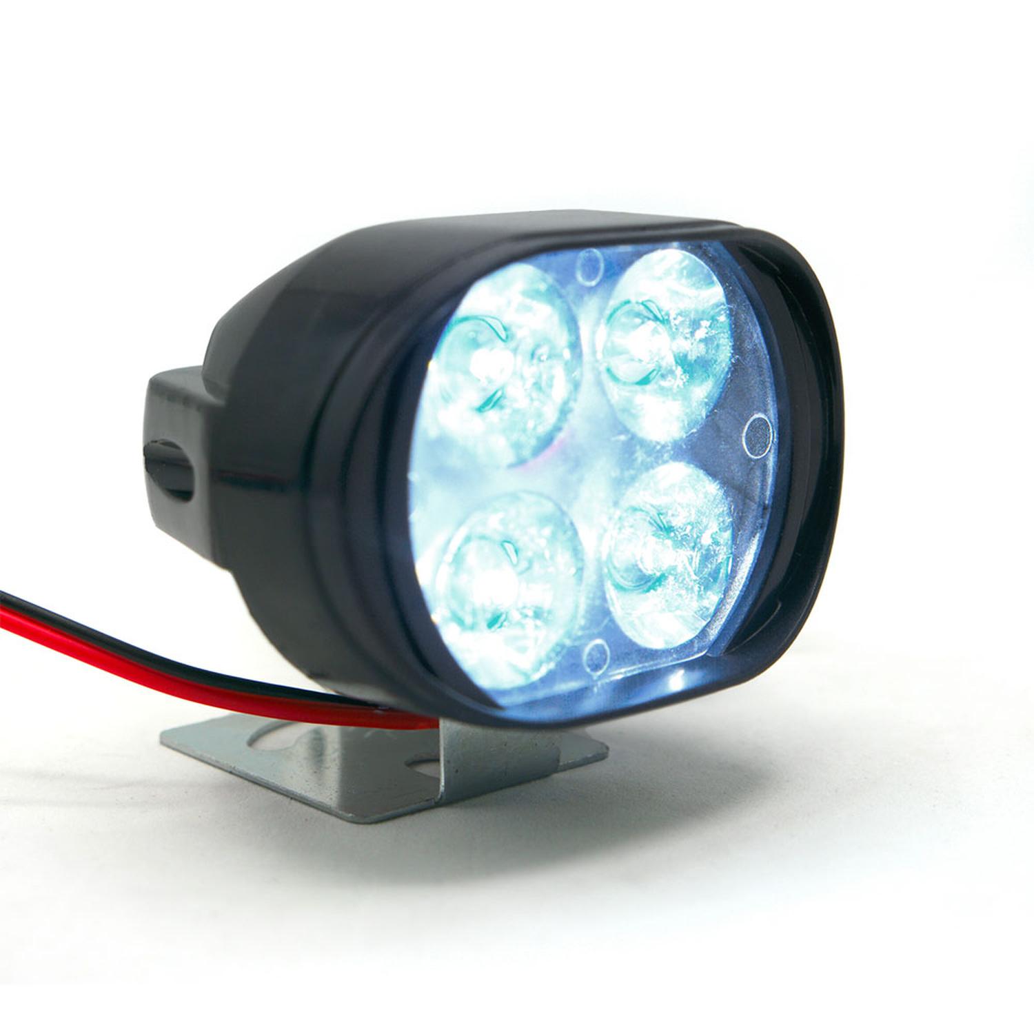 FARO AUXILIAR OVALADO 4 LED BLANCO CON LUZ ALTA, BAJA Y ESTROBO PARA MOTOCICLETA