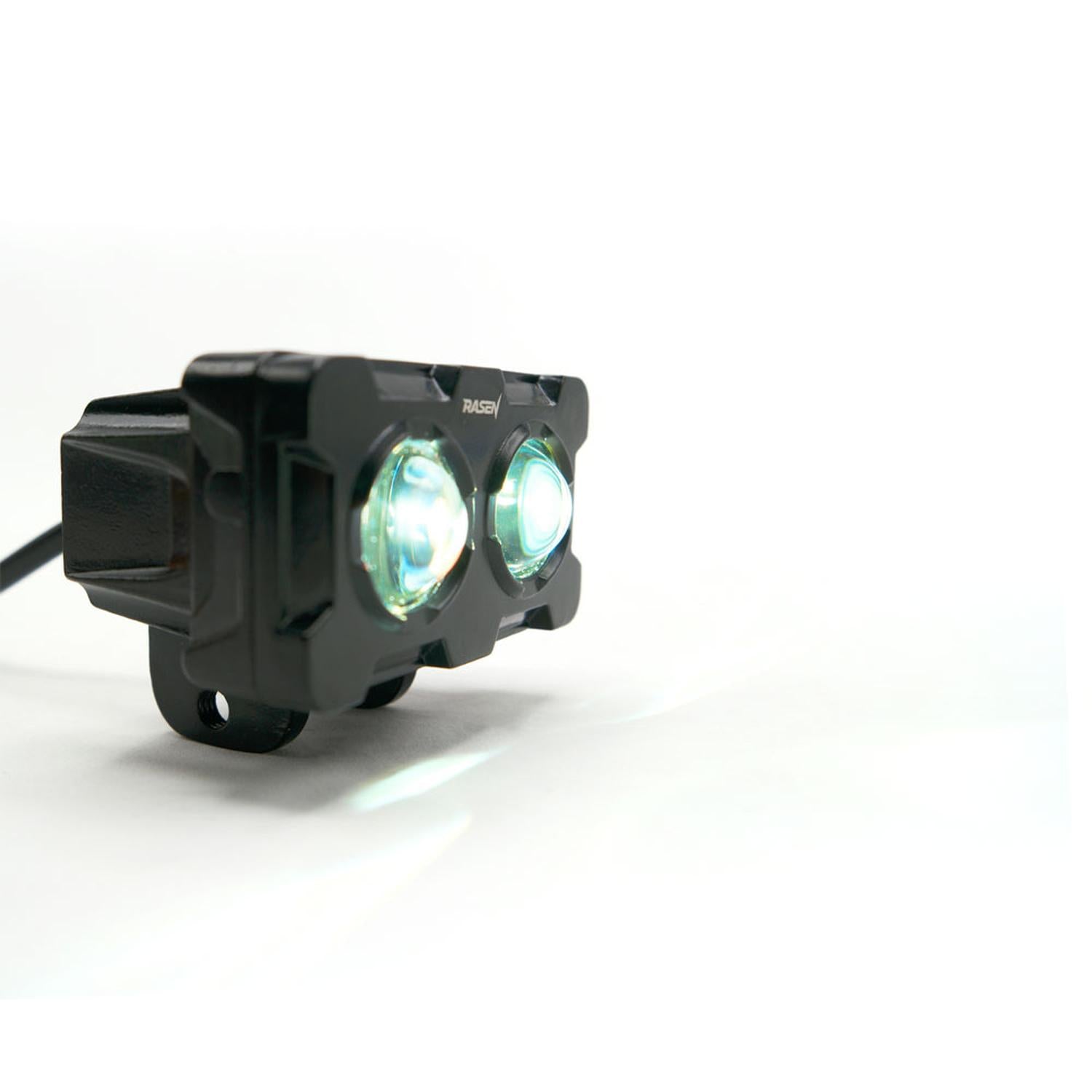 FARO LED RECTANGULAR 2 OJOS BI-COLOR PARA MOTOCICLETA