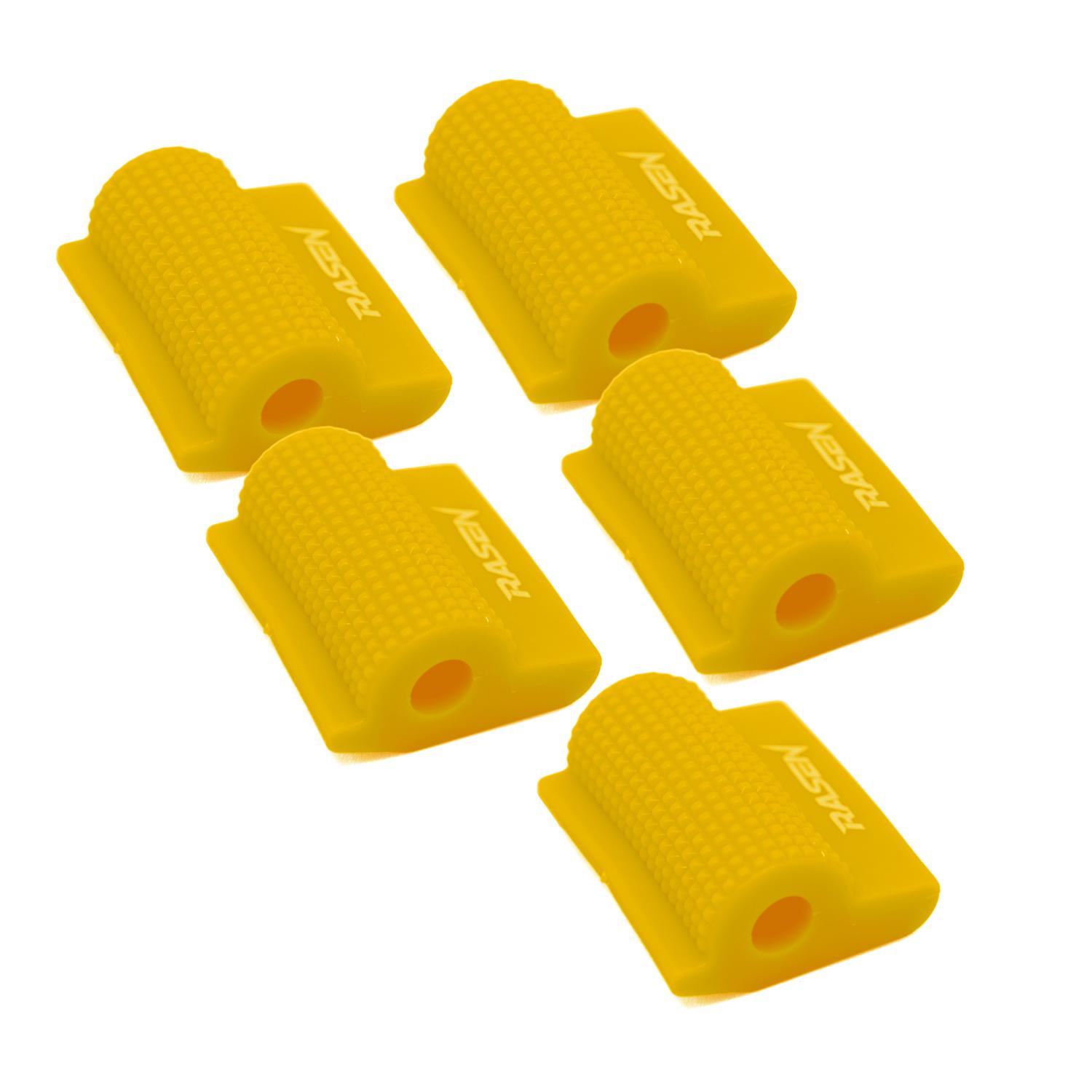 5 PROTECTORES DE CALZADO PARA PEDAL DE CAMBIOS A PRESION DE CAUCHO AMARILLO UNIVERSAL