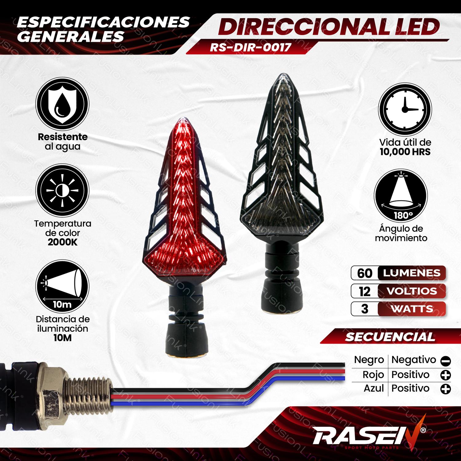 DIRECCIONAL LED SECUENCIAL TIPO PINO UNIVERSAL PARA MOTOCICLETA