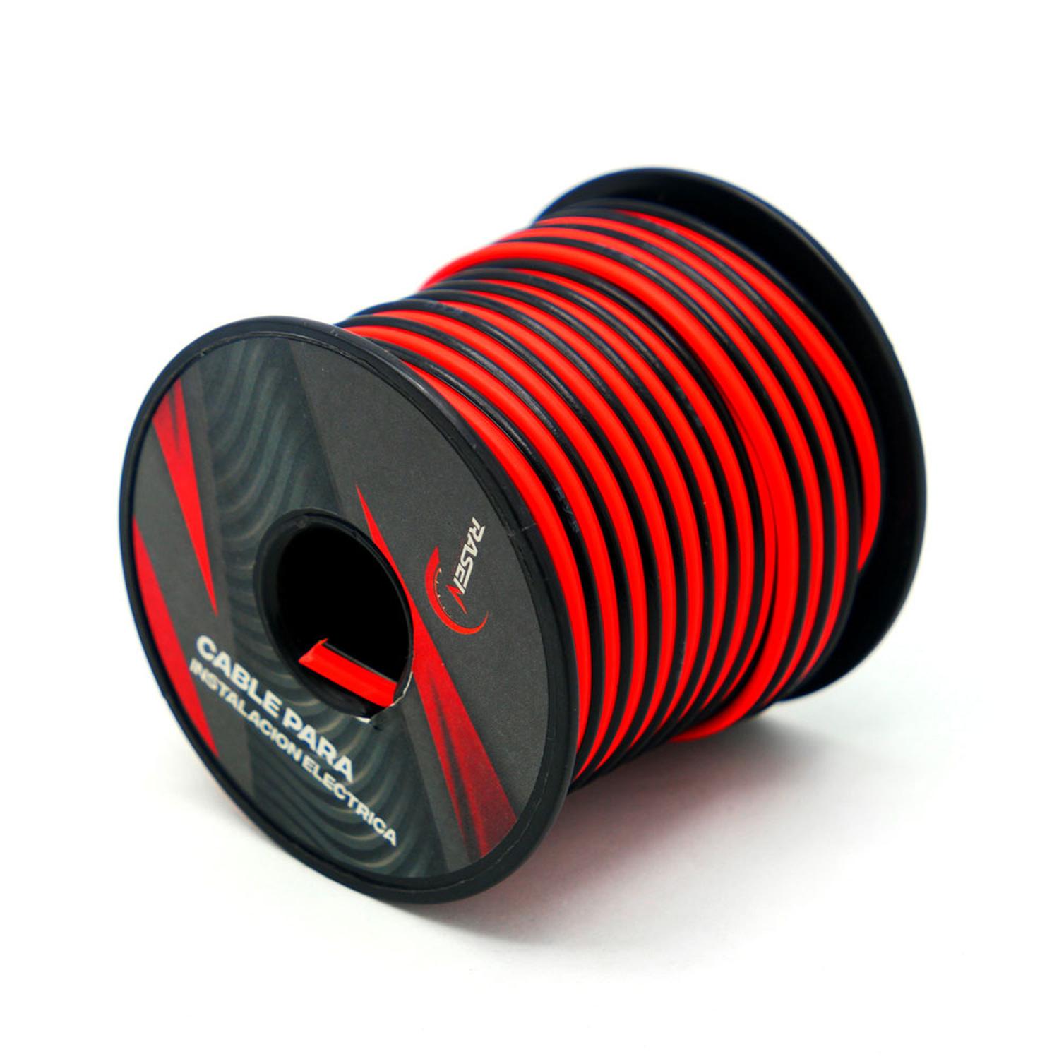 2 CABLES DOBLE COLOR NEGRO-ROJO PARA INSTALACION ELECTRICA UNIVERSAL ROLLO/15MTS