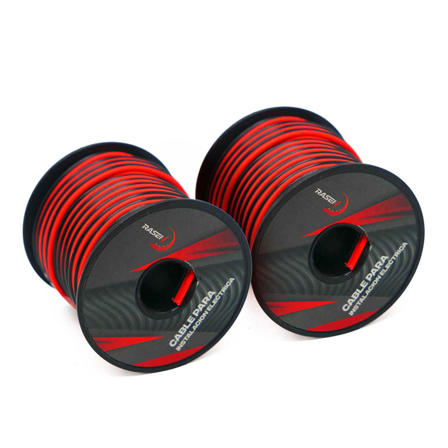 2 CABLES DOBLE COLOR NEGRO-ROJO PARA INSTALACION ELECTRICA UNIVERSAL ROLLO/15MTS