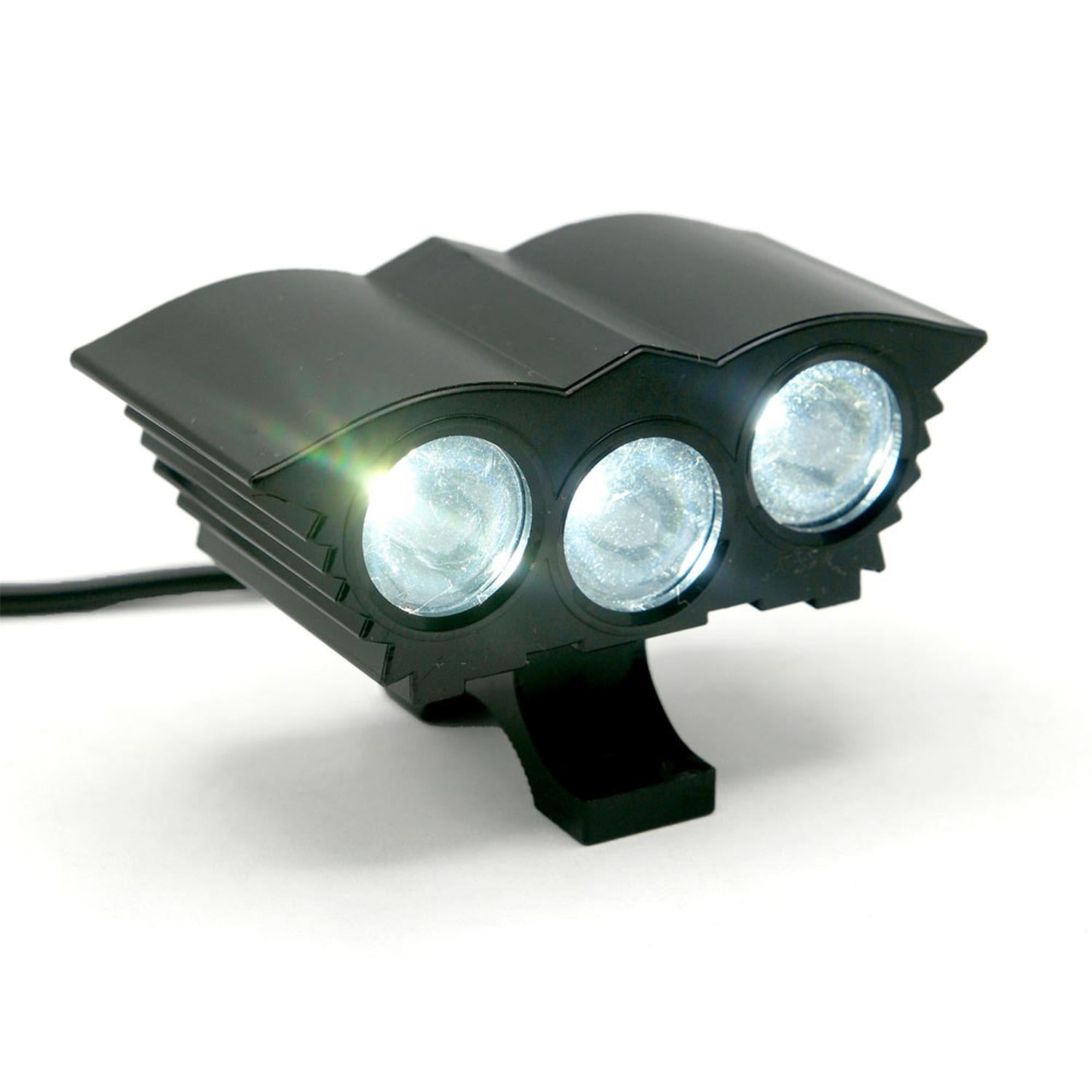 FARO AUXILIAR LED TIPO AGUILA 3 OJOS BLANCO CON LUZ ALTA, BAJA Y ESTROBO PARA MOTOCICLETA