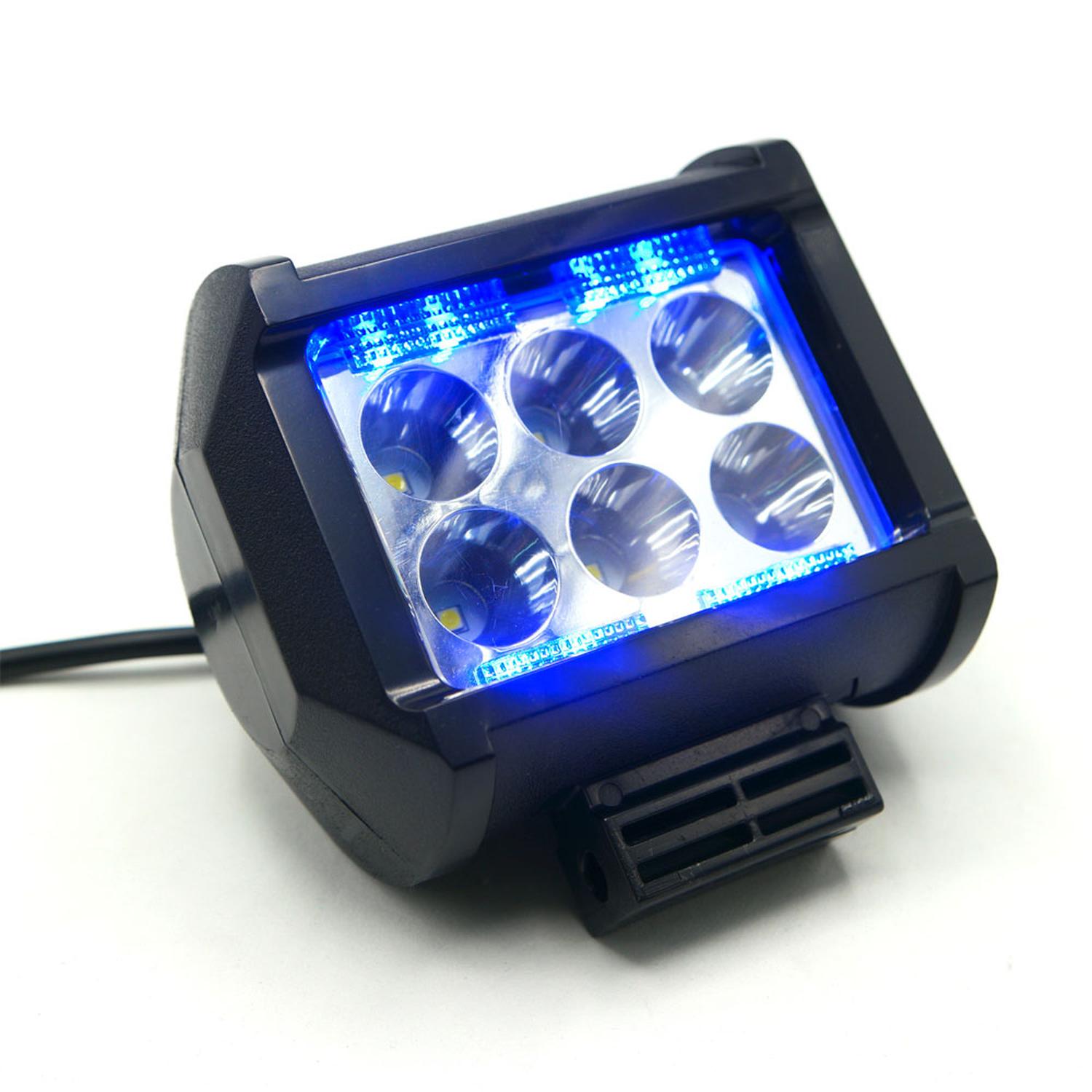 FARO AUXILIAR RECTANGULAR 2 CELDAS LED CON LUZ ALTA, BAJA Y ESTROBO PARA MOTOCICLETA