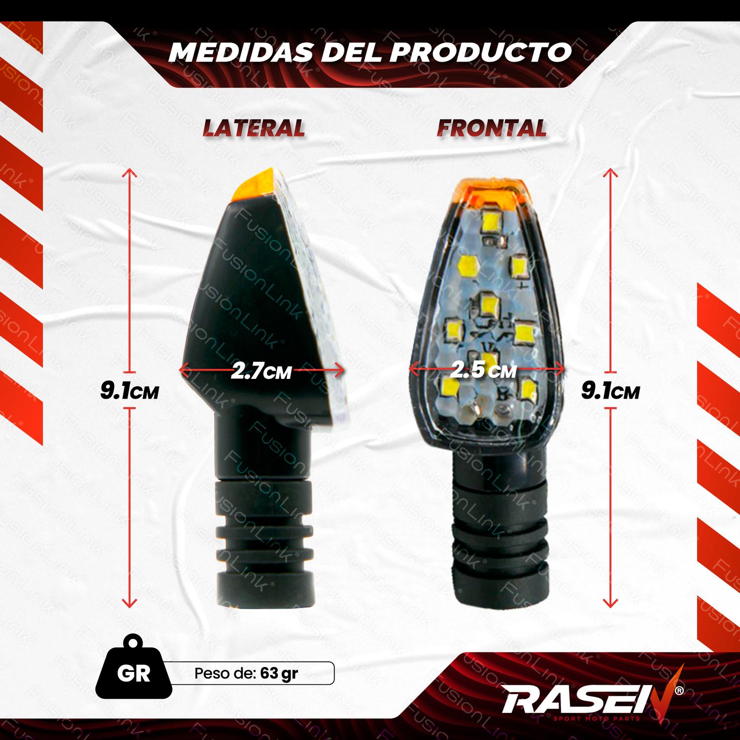 DIRECCIONAL LED NEGRO BRILLANTE UNIVERSAL PARA MOTOCICLETA