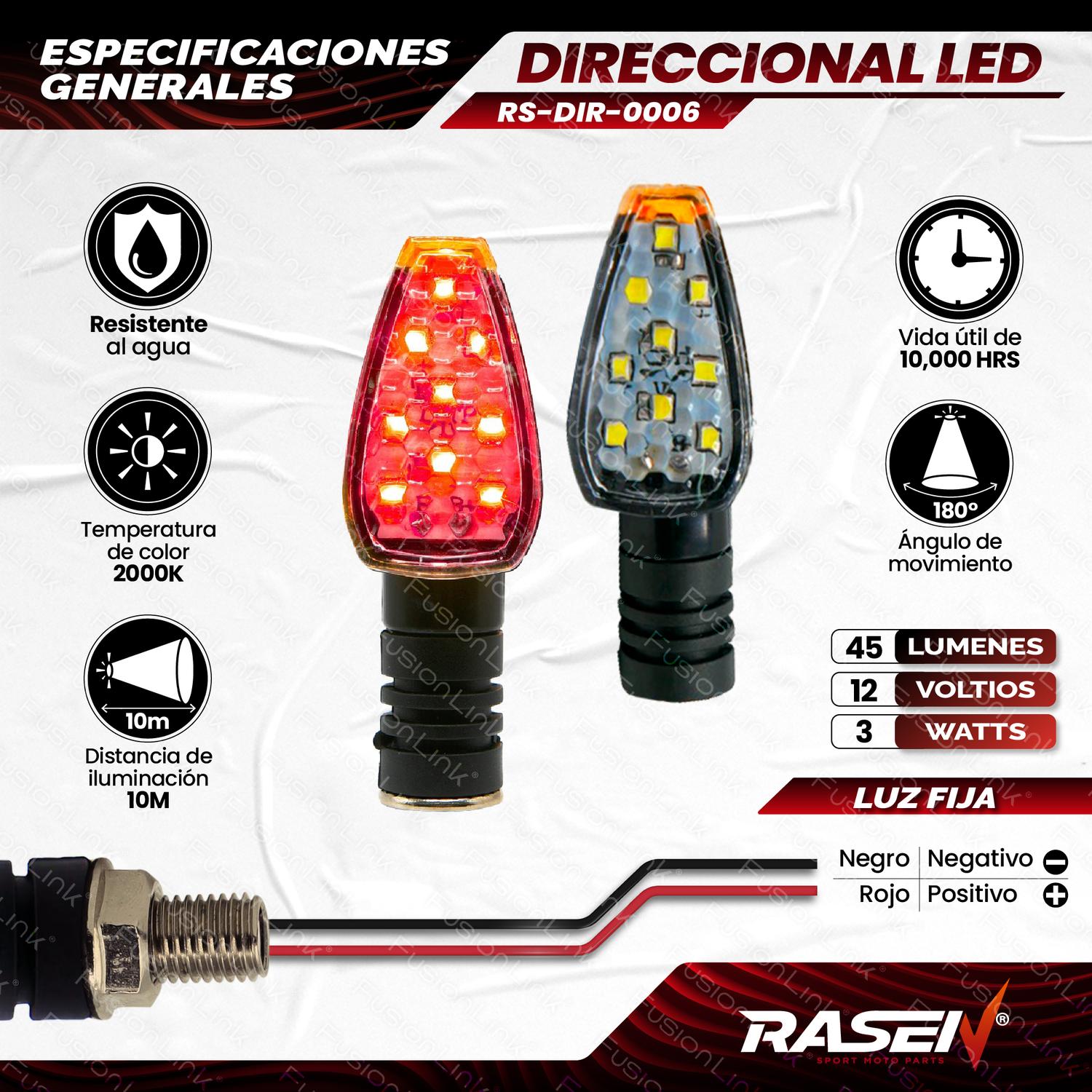 DIRECCIONAL LED NEGRO BRILLANTE UNIVERSAL PARA MOTOCICLETA