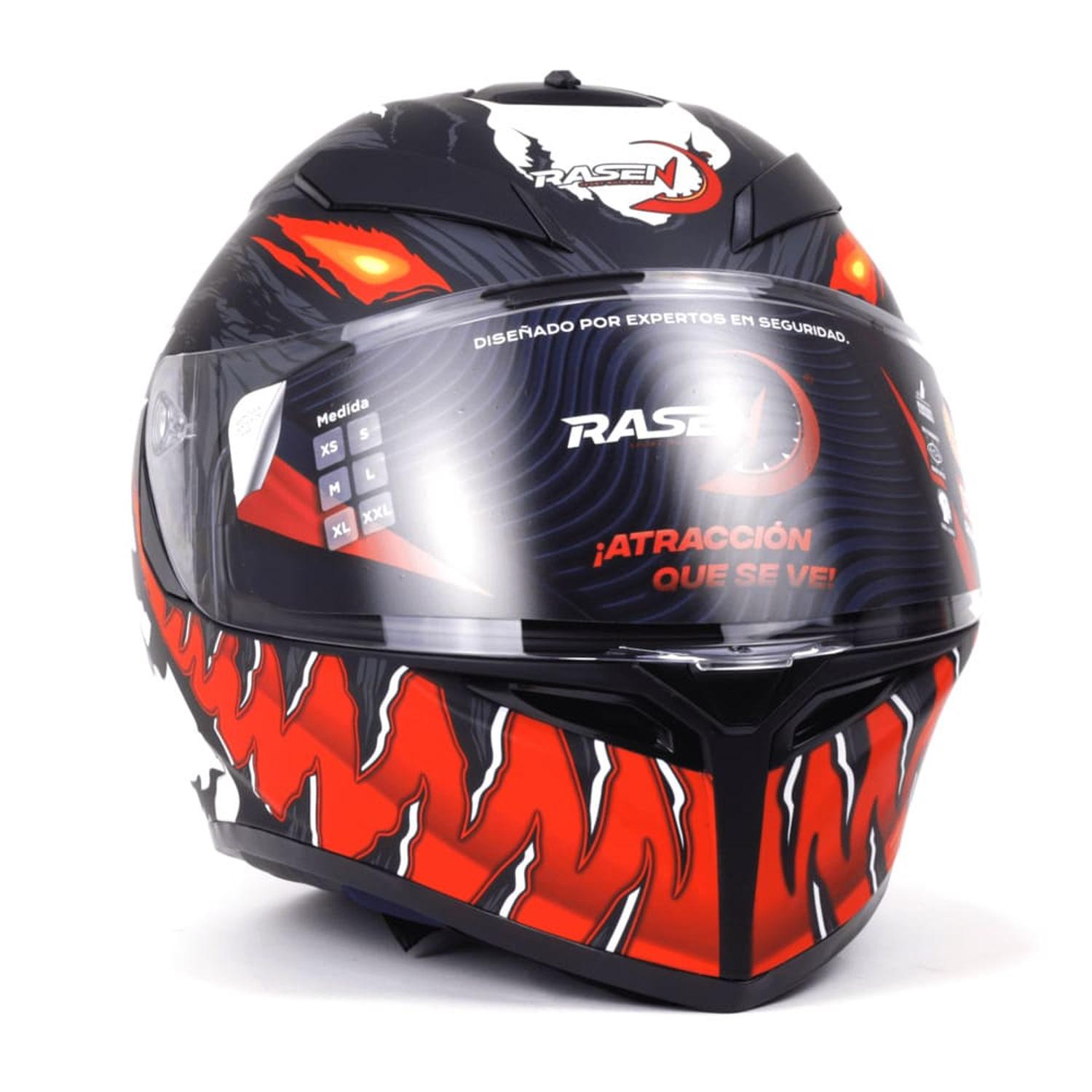 CASCO CERRADO NEGRO CON ROJO Y BLANCO PARA MOTOCICLETA