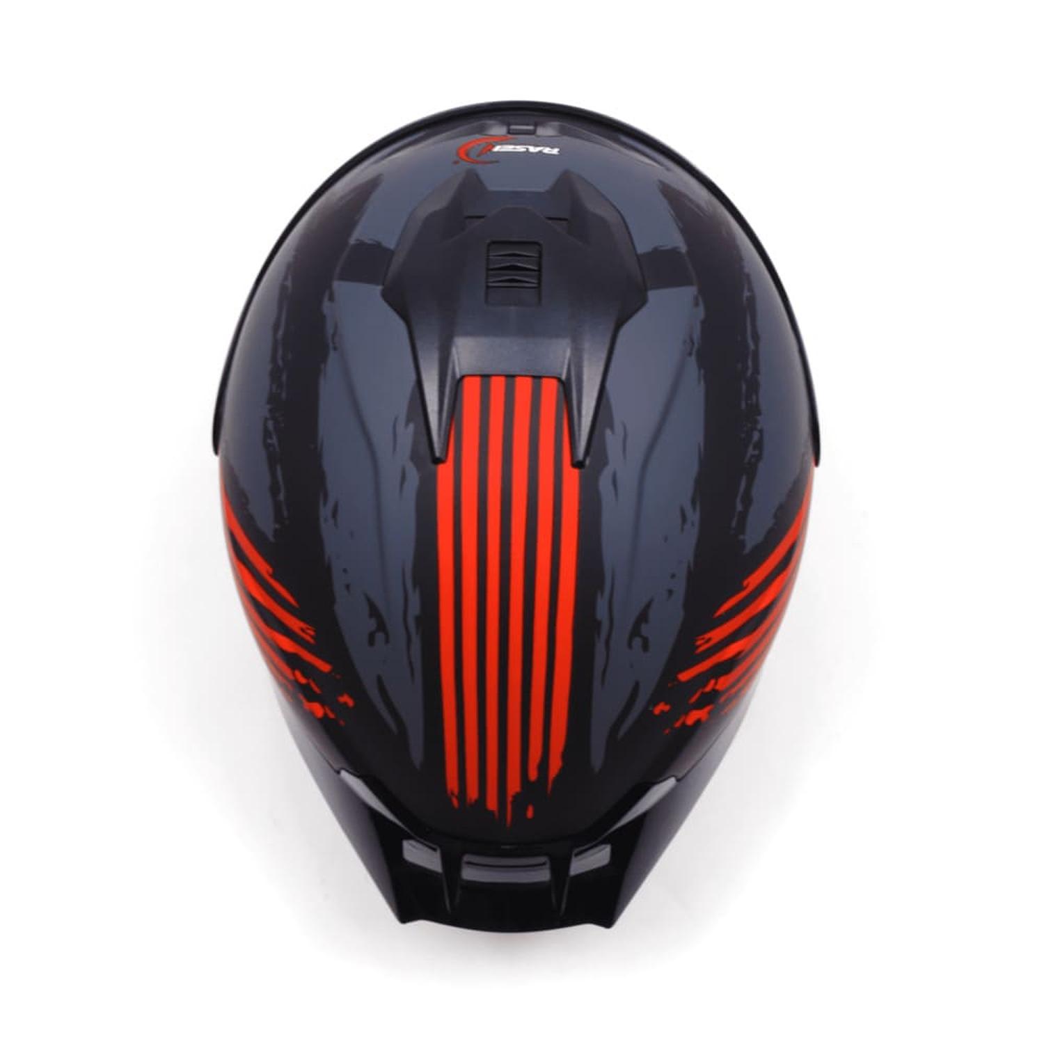 CASCO CERRADO NEGRO CON FRANJAS ROJAS PARA MOTOCICLETA