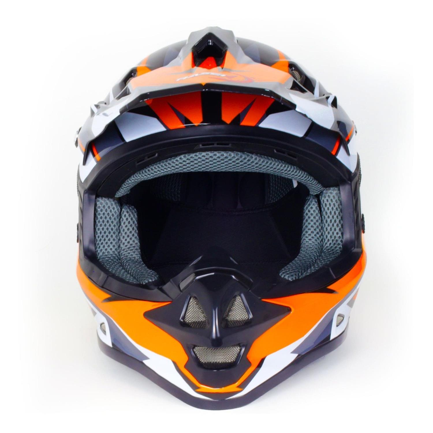 Casco para moto Rasen tipo Cross de fibra de vidrio Naranja DOT