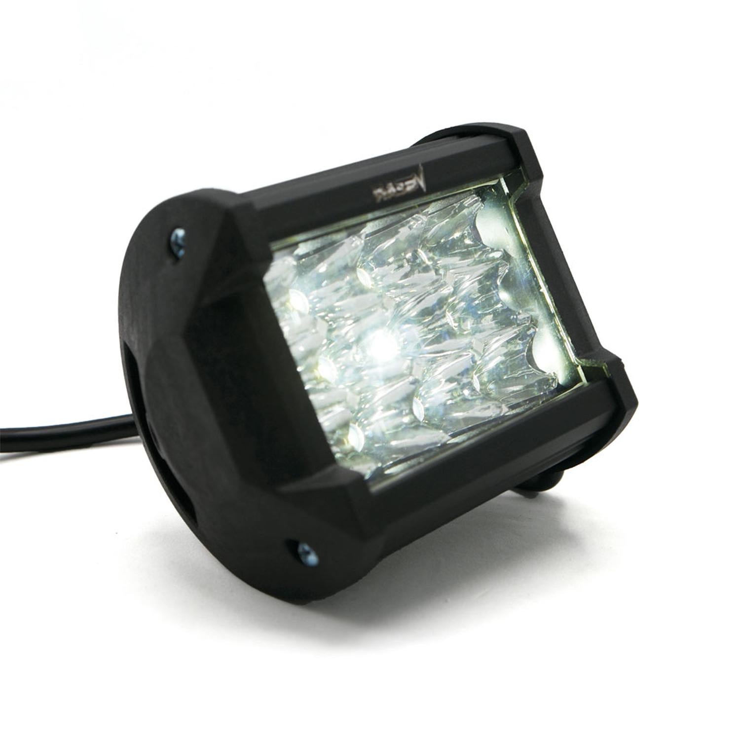 FARO CUADRADO 12 LED LUZ BLANCA 3 CELDAS CON LUZ ALTA, BAJA Y ESTROBO PARA MOTOCICLETA