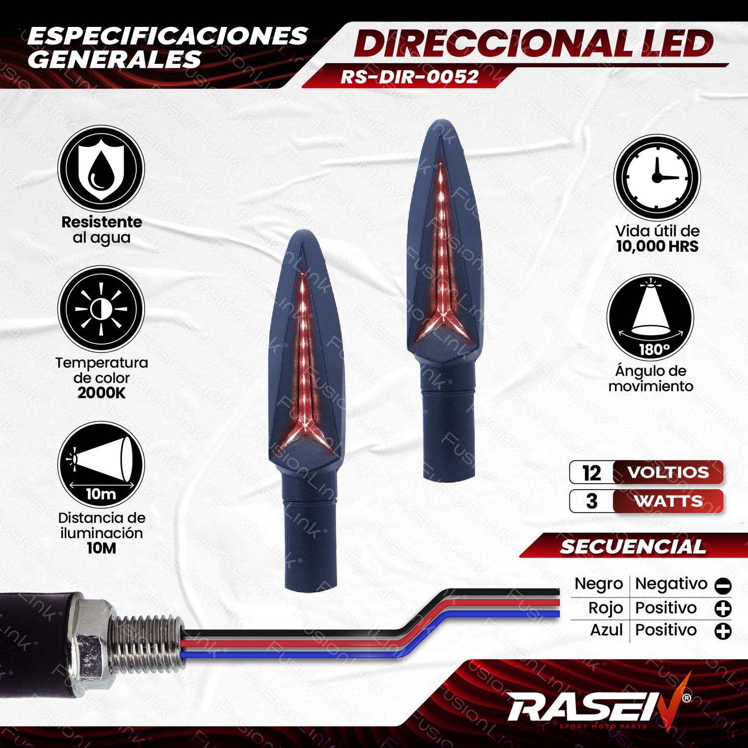 DIRECCIONAL LED SECUENCIAL TIPO PANAL UNIVERSAL PARA MOTOCICLETA