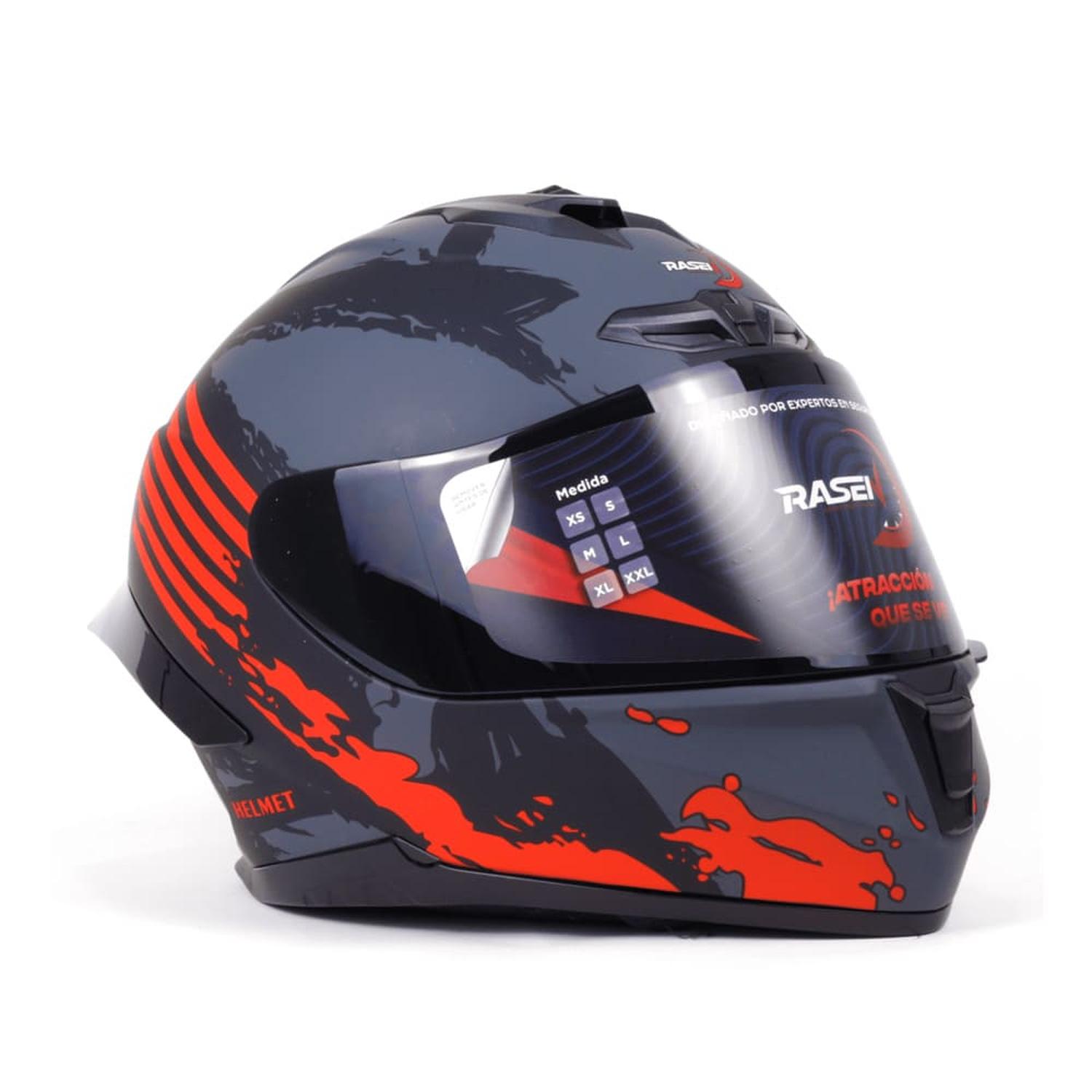 CASCO CERRADO NEGRO CON FRANJAS ROJAS PARA MOTOCICLETA