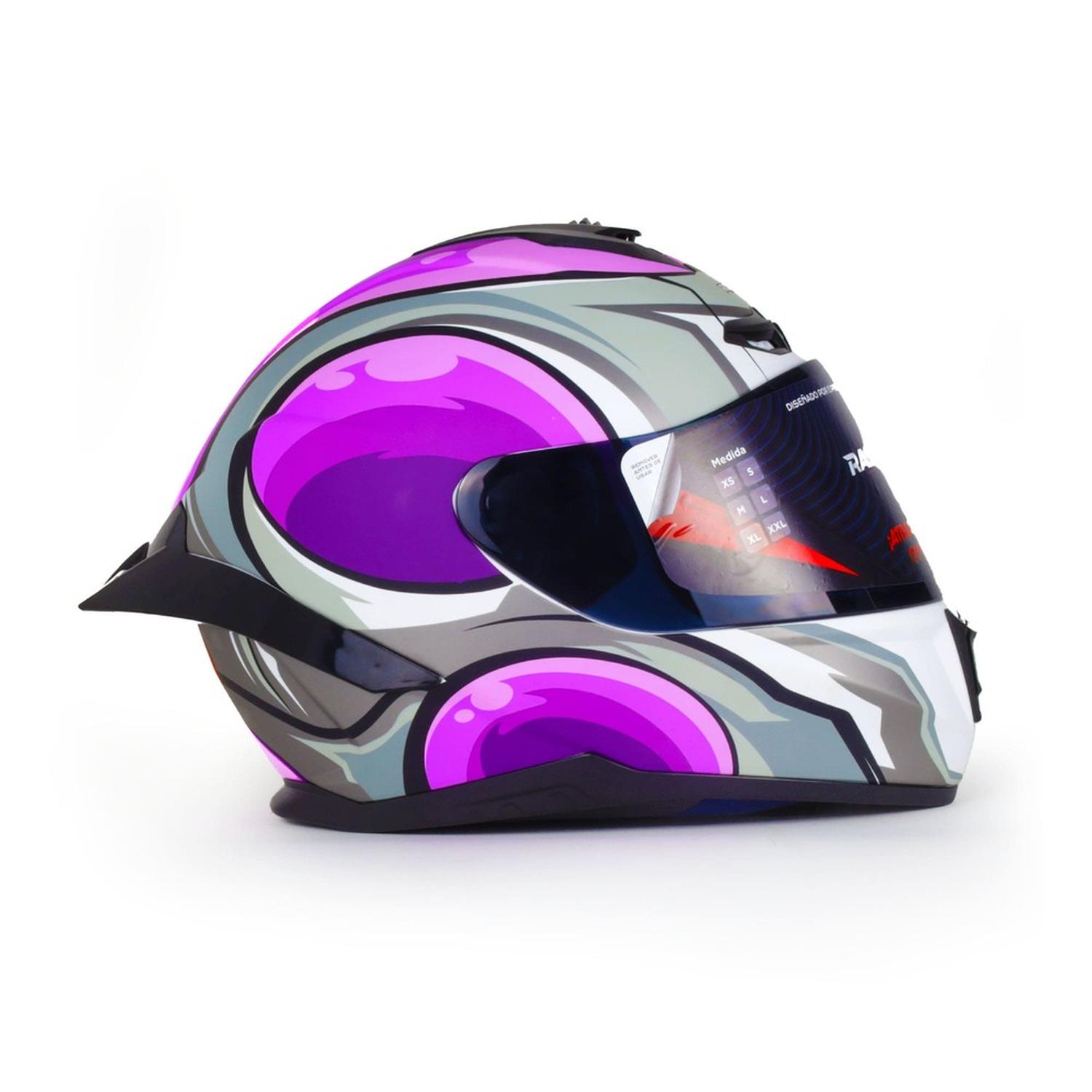 CASCO CERRADO MORADO CON GRIS Y BLANCO PARA MOTOCICLETA