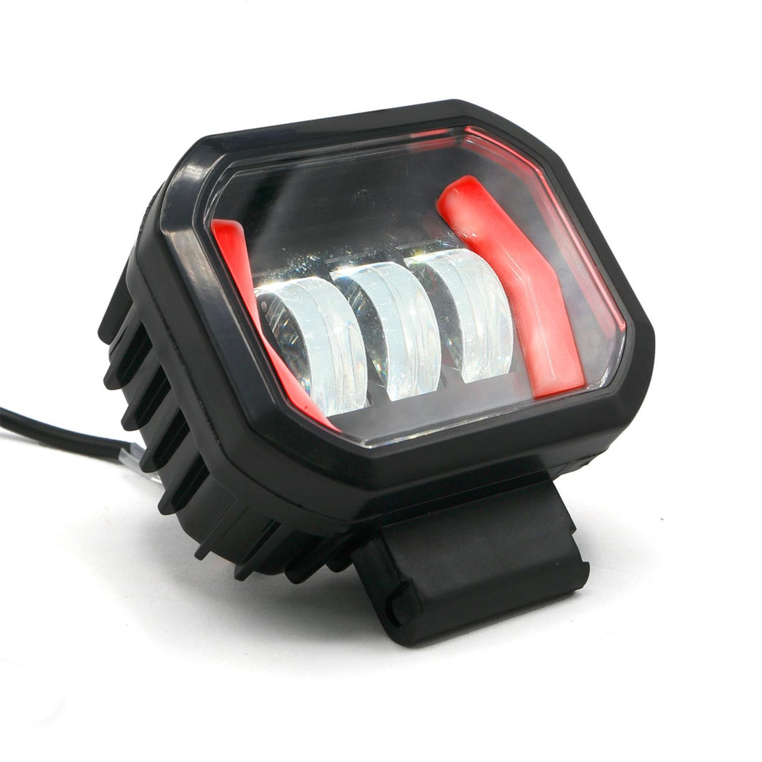 FARO AUXILIAR LED CON LUPA CON 3 LED CON OJO DE ANGEL CON LUZ BLANCA FIJA Y ESTROBO PARA MOTOCICLETA