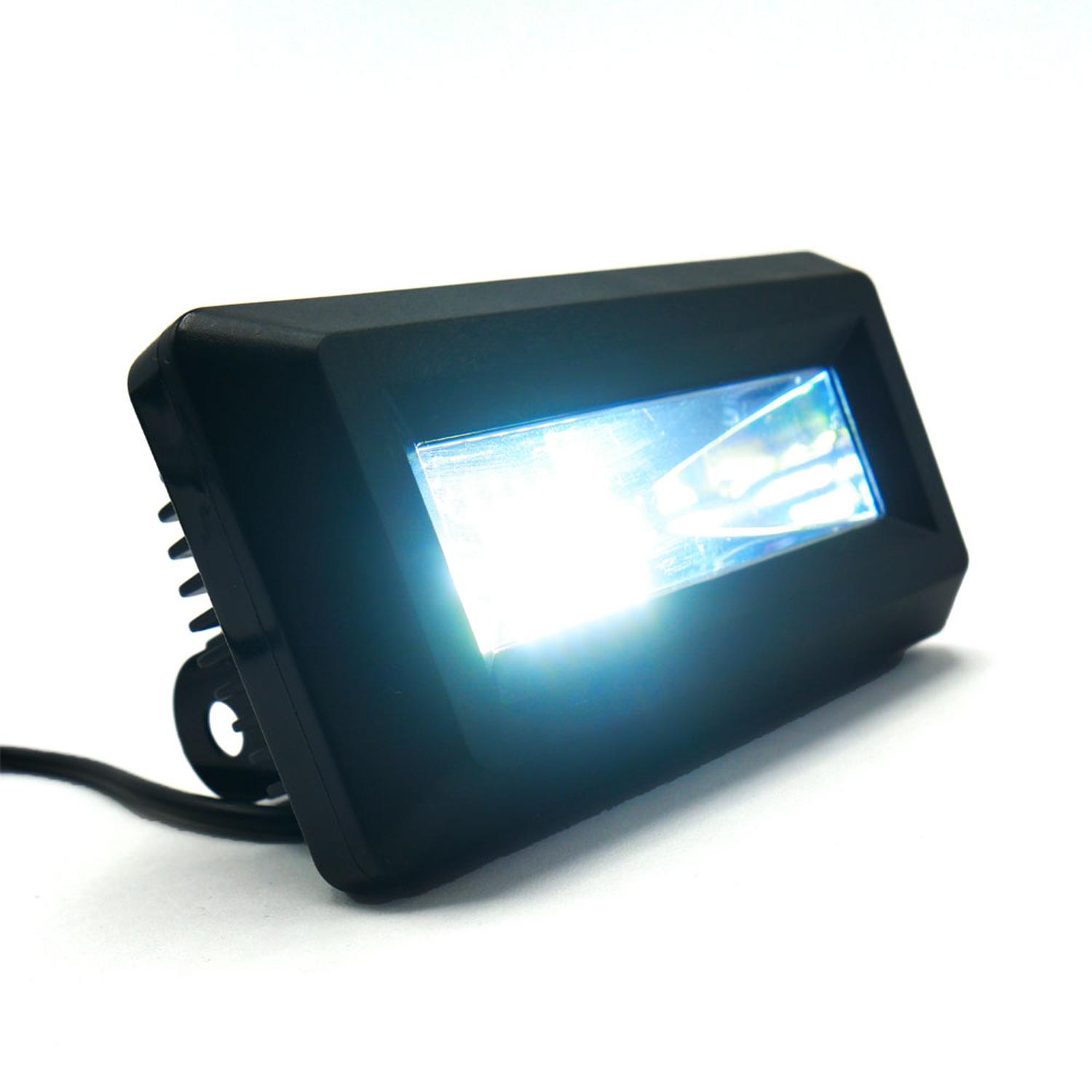 FARO RECTANGULAR 6 LED 1 CELDA LUZ BLANCA CON LUZ ALTA, BAJA Y ESTROBO PARA MOTOCICLETA