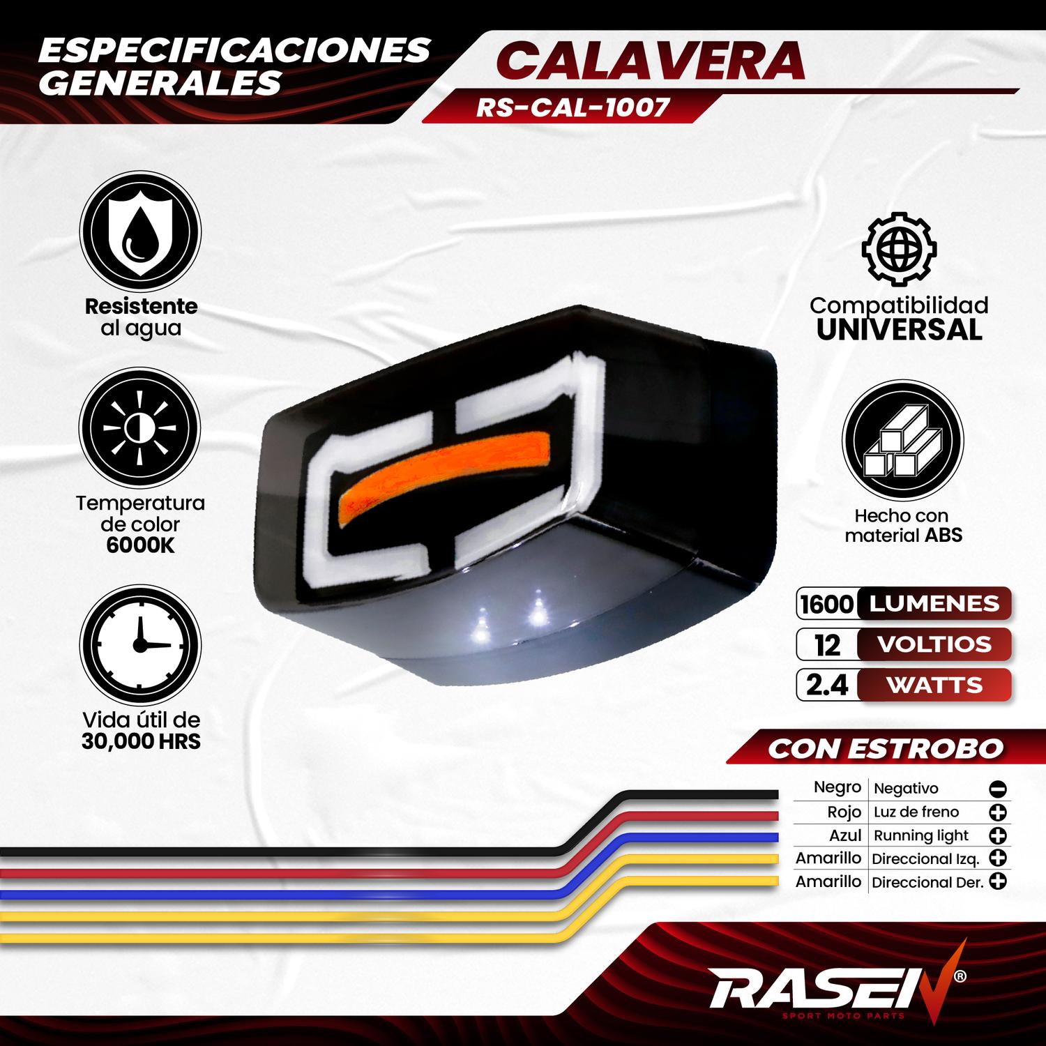 CALAVERA STOP UNIVERSAL CUADRADA CON DIRECCIONAL