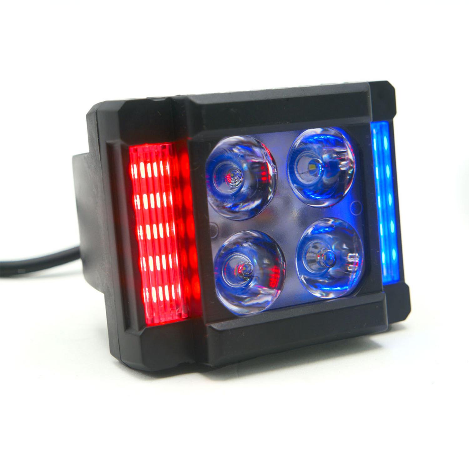 FARO AUXILIAR CUADRADO 4 LED ESTROBO, ALTA, BAJA PARA MOTOCICLETA