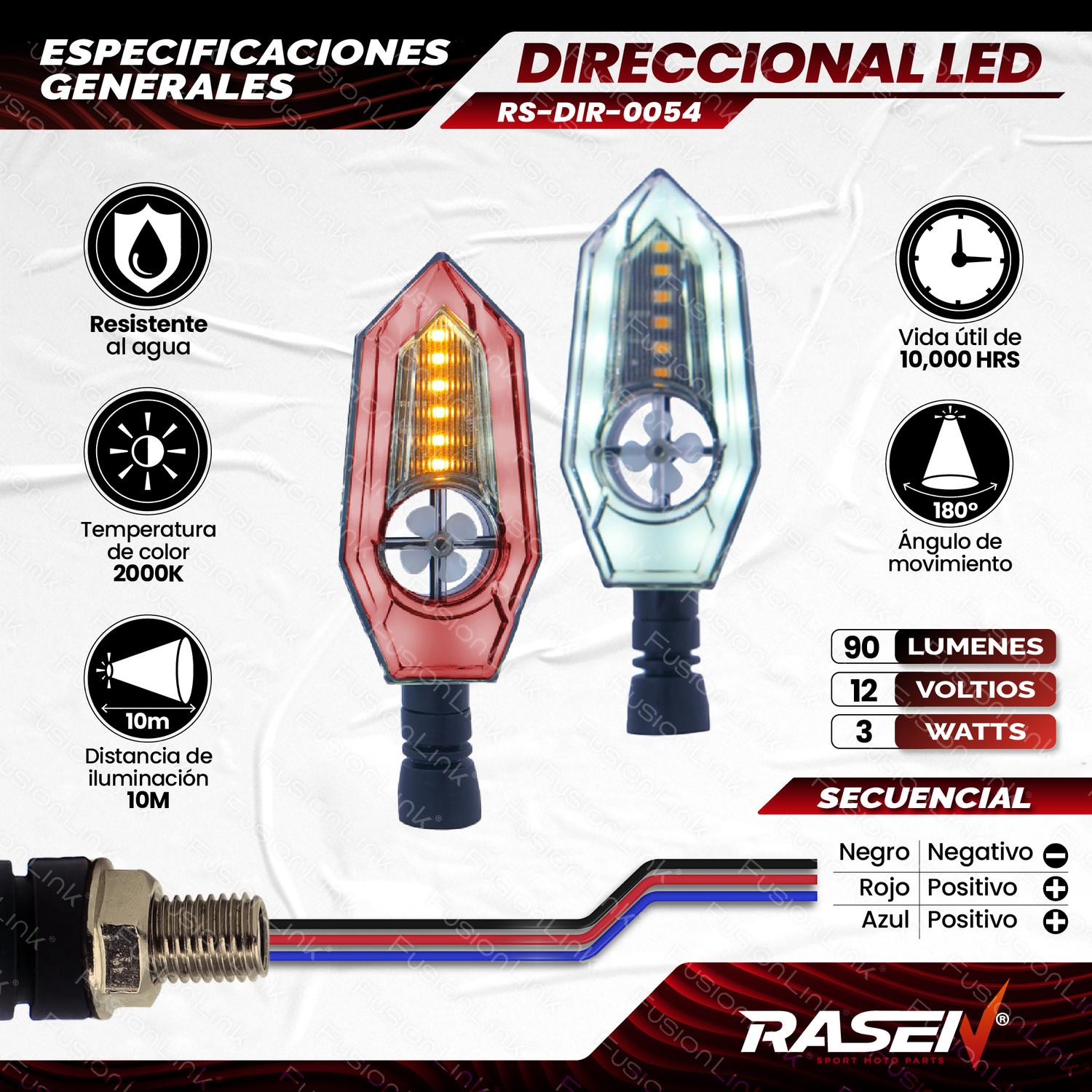 DIRECCIONAL LED SECUENCIAL TIPO ZAFIRO UNIVERSAL PARA MOTOCICLETA