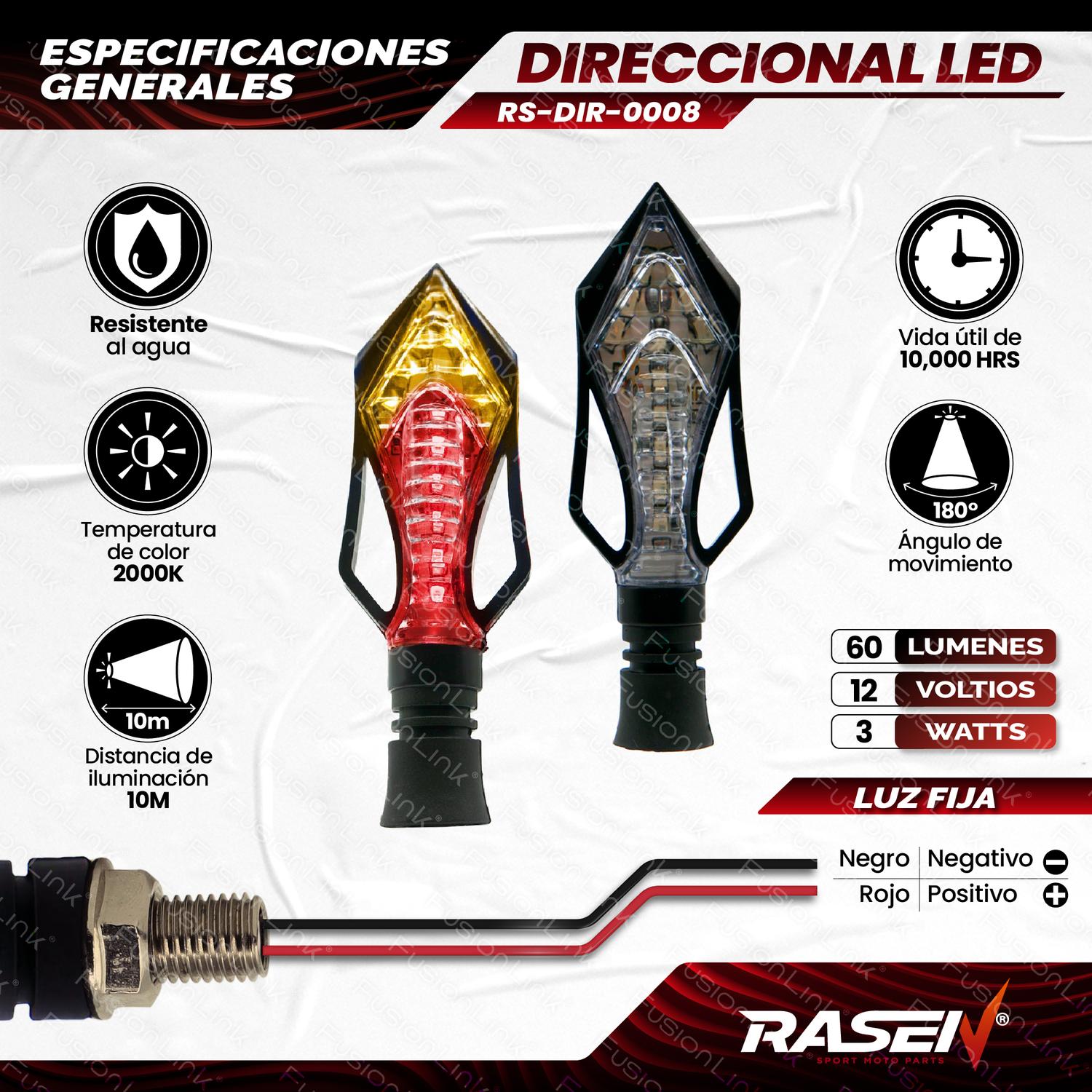 DIRECCIONAL LED BI-TONO UNIVERSAL PARA MOTOCICLETA