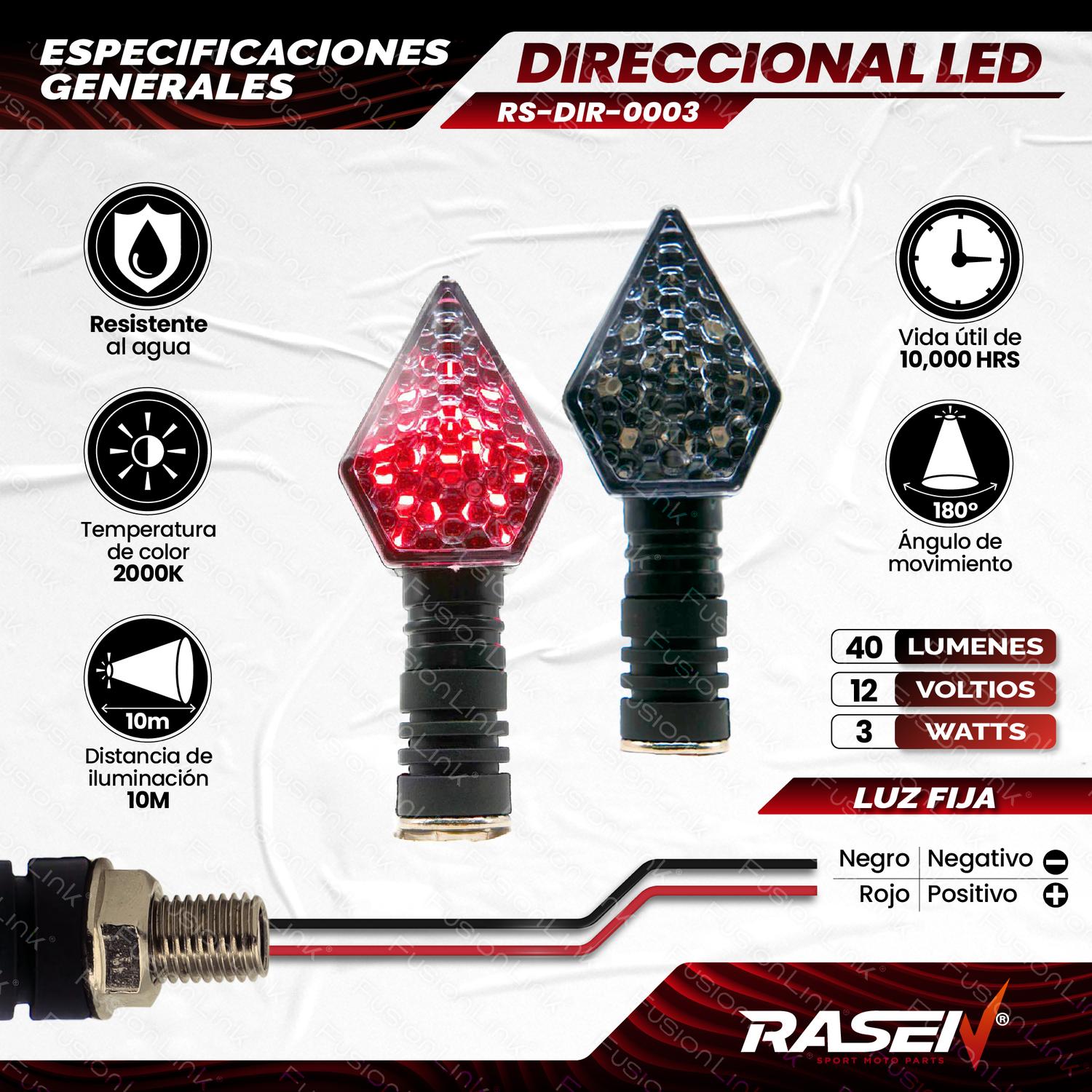 DIRECCIONAL LED TIPO ROMBO UNIVERSAL PARA MOTOCICLETA