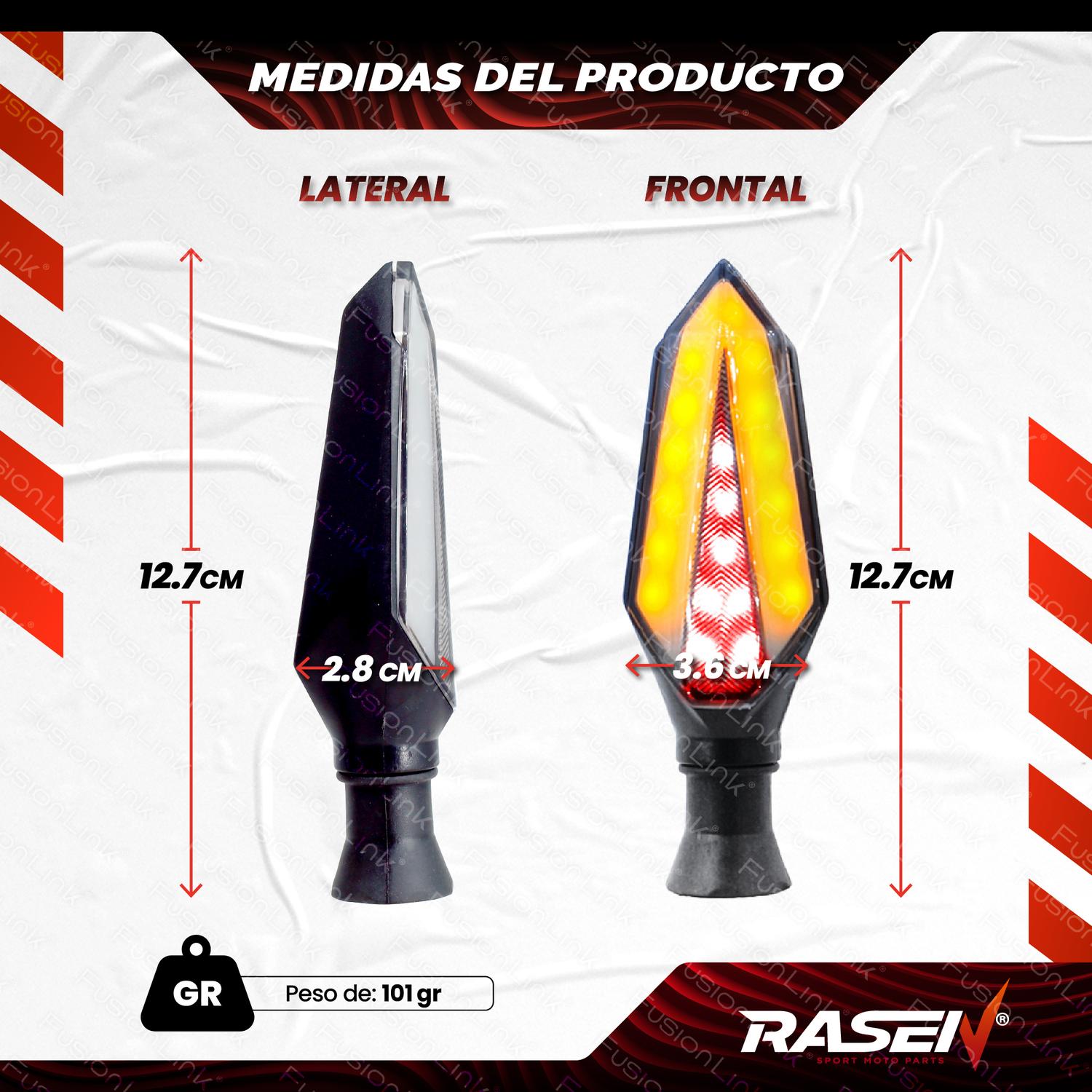 DIRECCIONAL LED SECUENCIAL TIPO HEXAGONAL UNIVERSAL PARA MOTOCICLETA