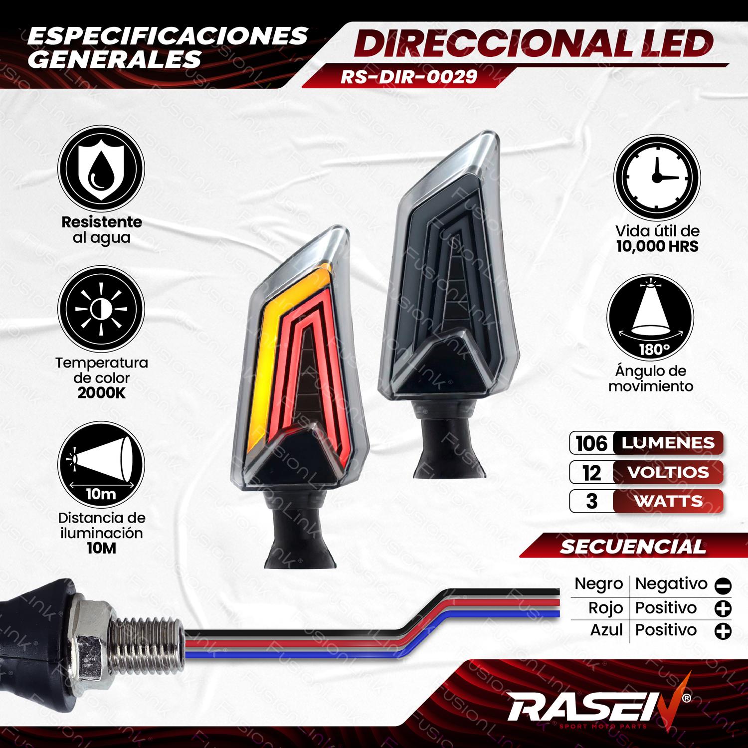 DIRECCIONAL LED SECUENCIAL TIPO MACHETE UNIVERSAL PARA MOTOCICLETA