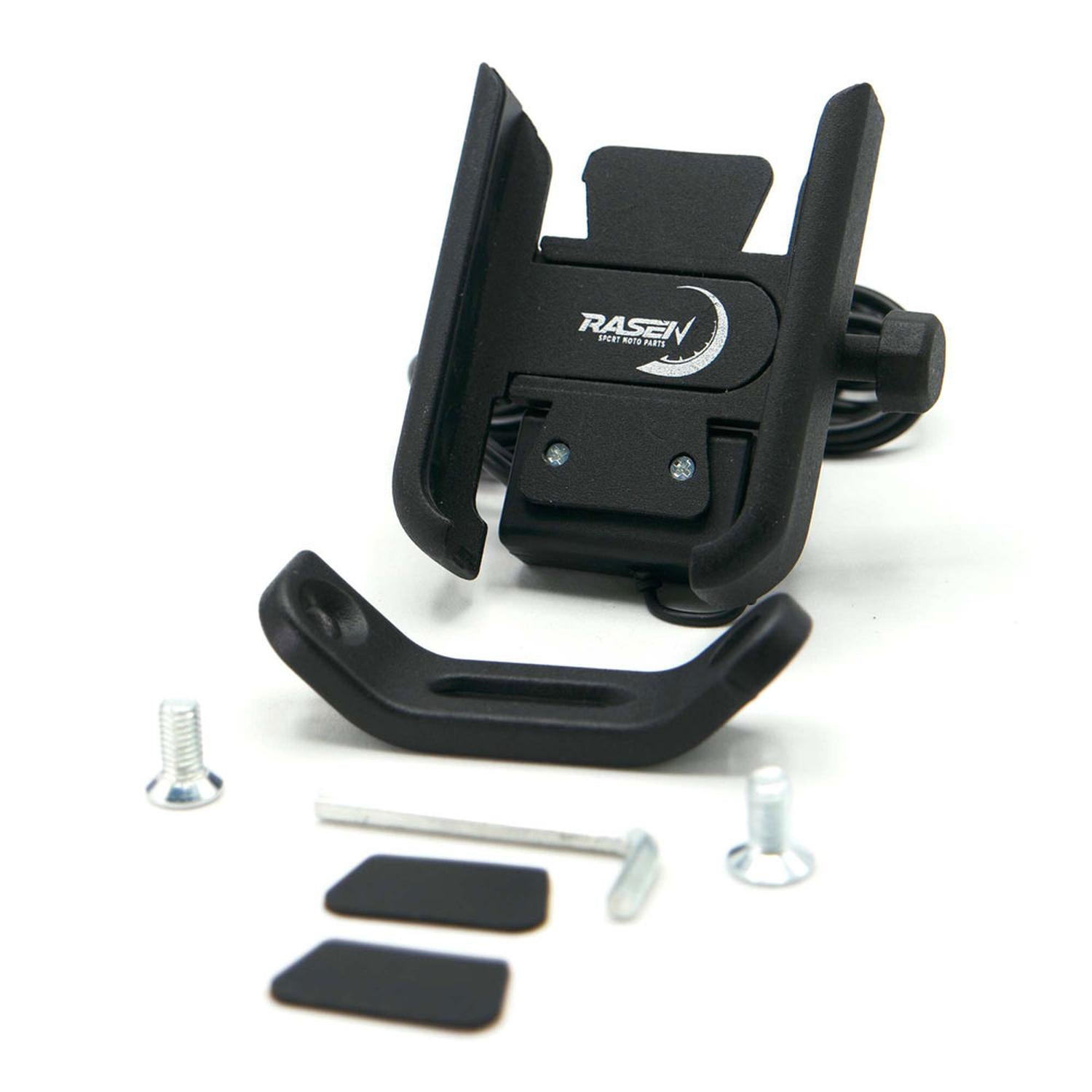 SOPORTE PARA CELULAR UNIVERSAL METALICO PARA ESPEJO CON CARGADOR PARA MOTOCICLETA