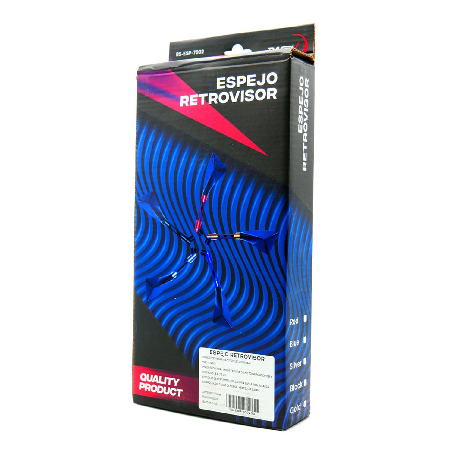 ESPEJO DEPORTIVO CON VIDRIO AZUL TIPO REBANADA UNIVERSAL PARA MOTOCICLETA