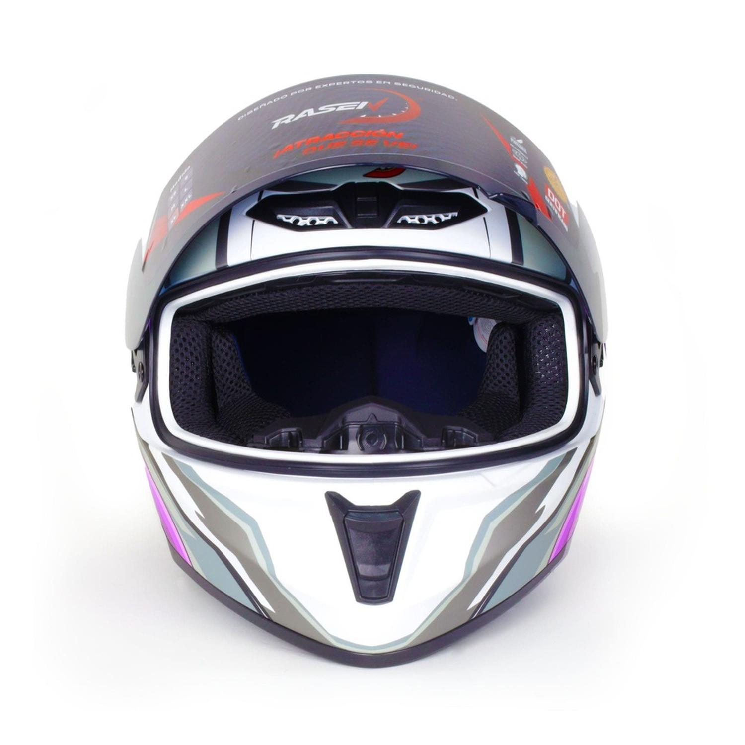 CASCO CERRADO MORADO CON GRIS Y BLANCO PARA MOTOCICLETA