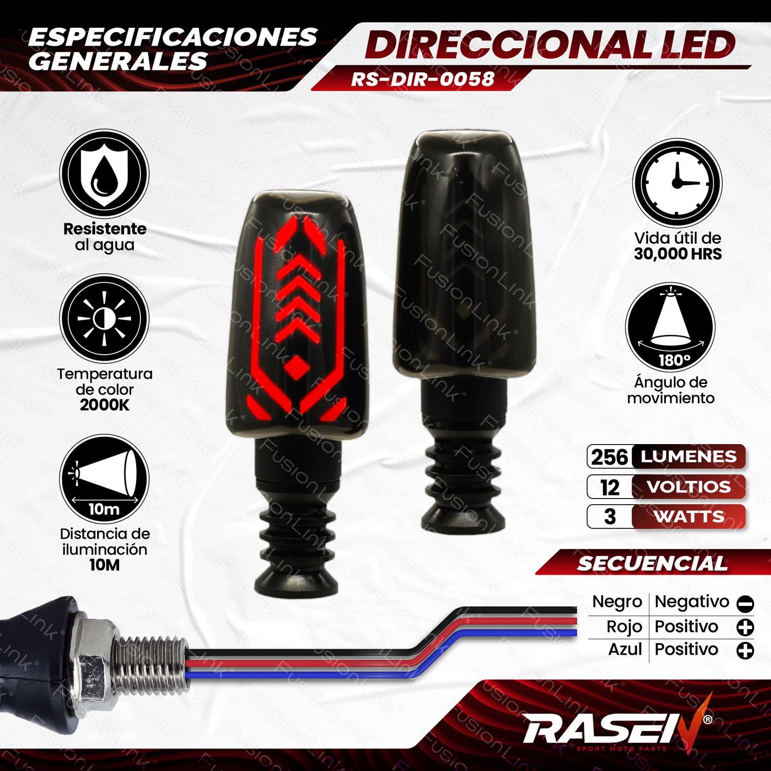 Direccional Led Universal Para Moto Rasen