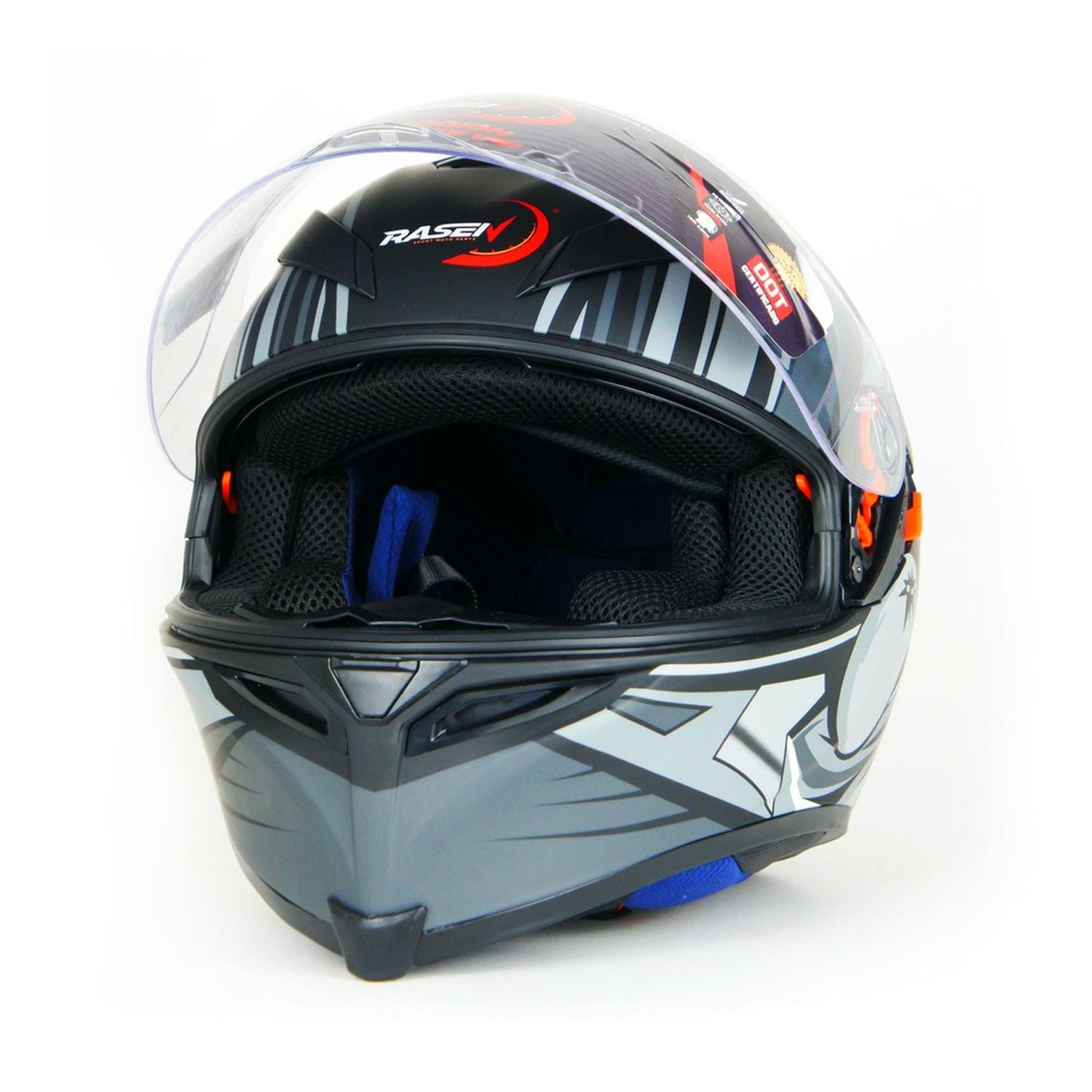 Casco para moto Rasen cerrado Gris de fibra de vidrio DOT