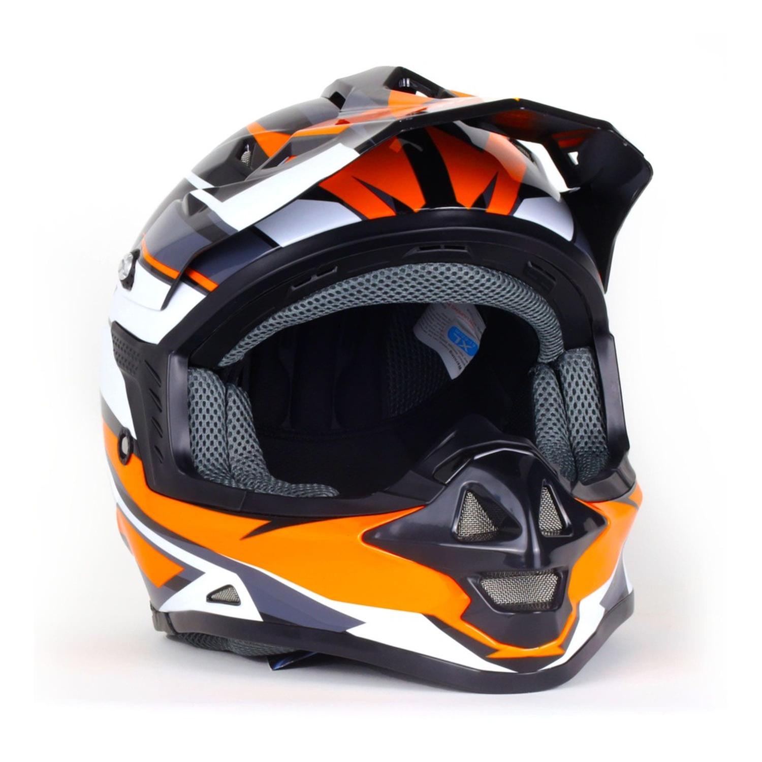 Casco para moto Rasen tipo Cross de fibra de vidrio Naranja DOT