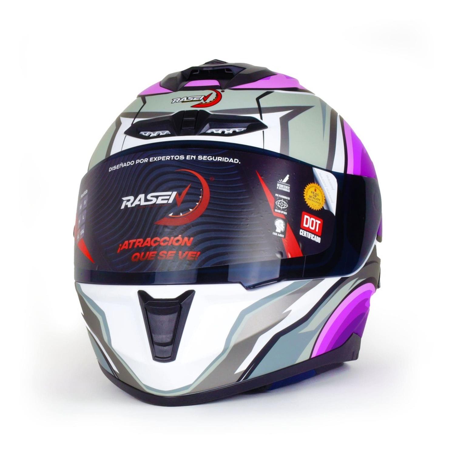 CASCO CERRADO MORADO CON GRIS Y BLANCO PARA MOTOCICLETA