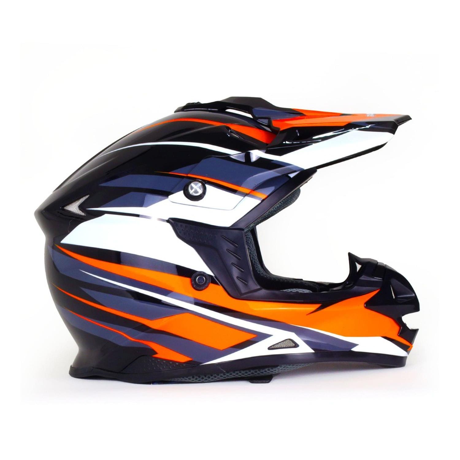 Casco para moto Rasen tipo Cross de fibra de vidrio Naranja DOT