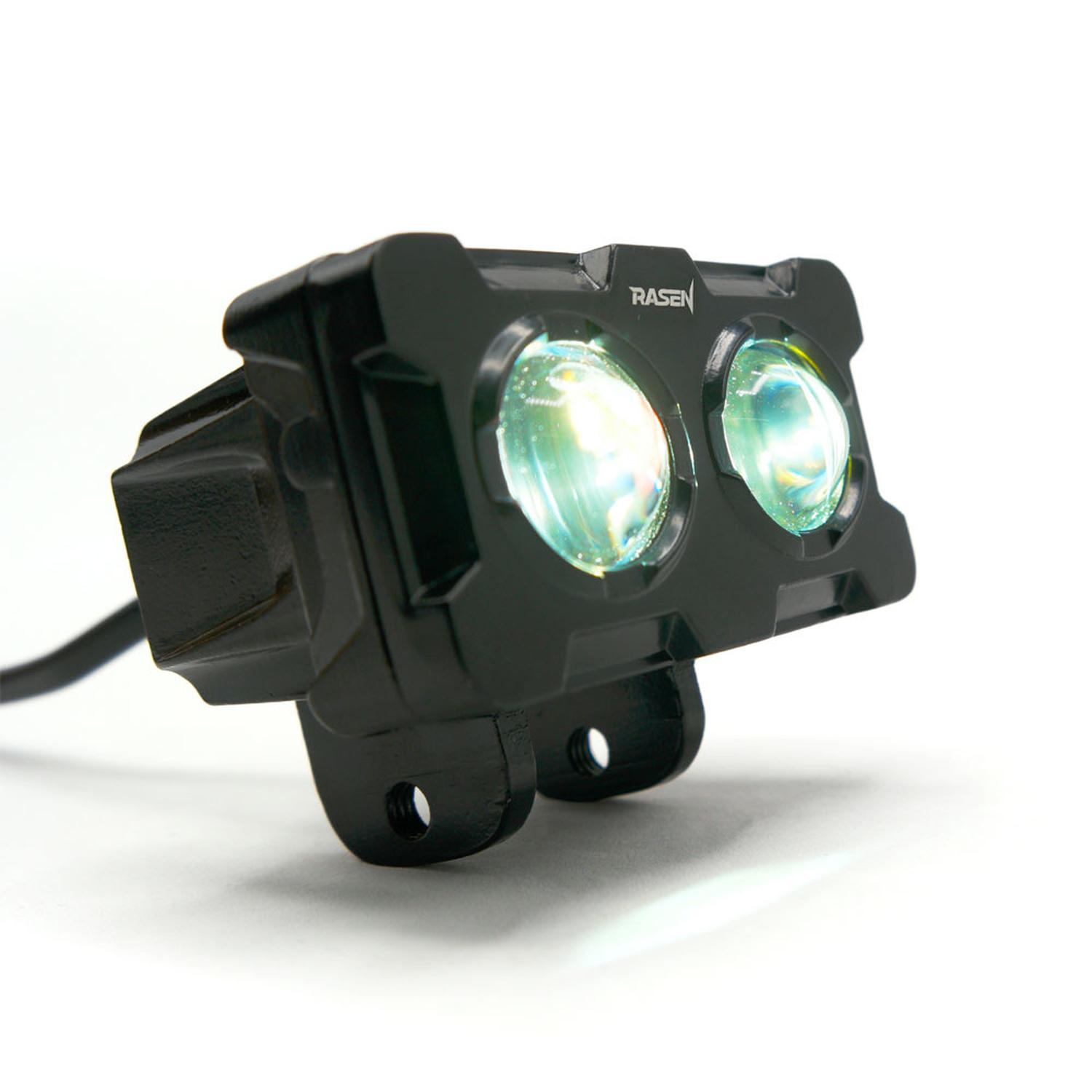 FARO LED RECTANGULAR 2 OJOS BI-COLOR PARA MOTOCICLETA