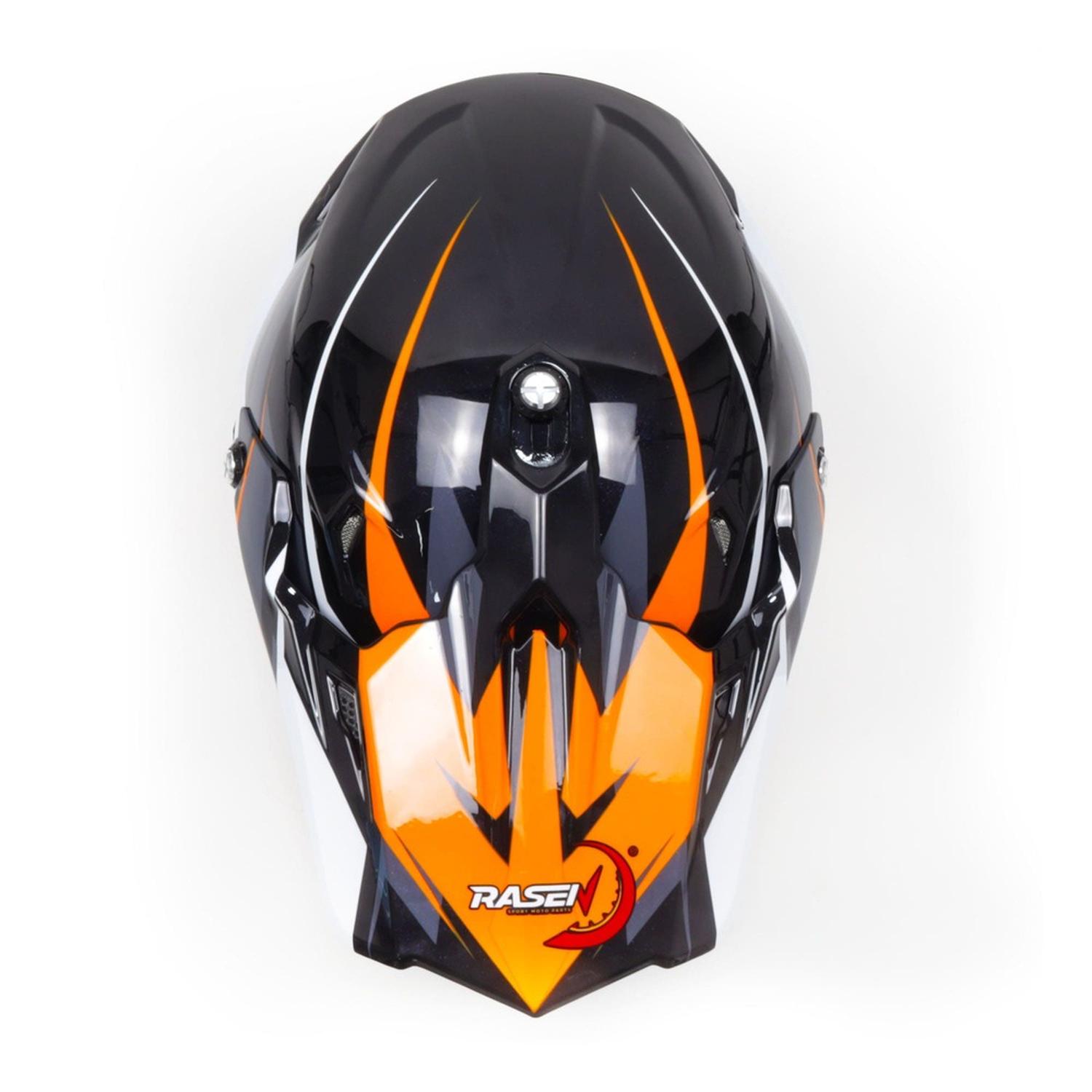 Casco para moto Rasen tipo Cross de fibra de vidrio Naranja DOT