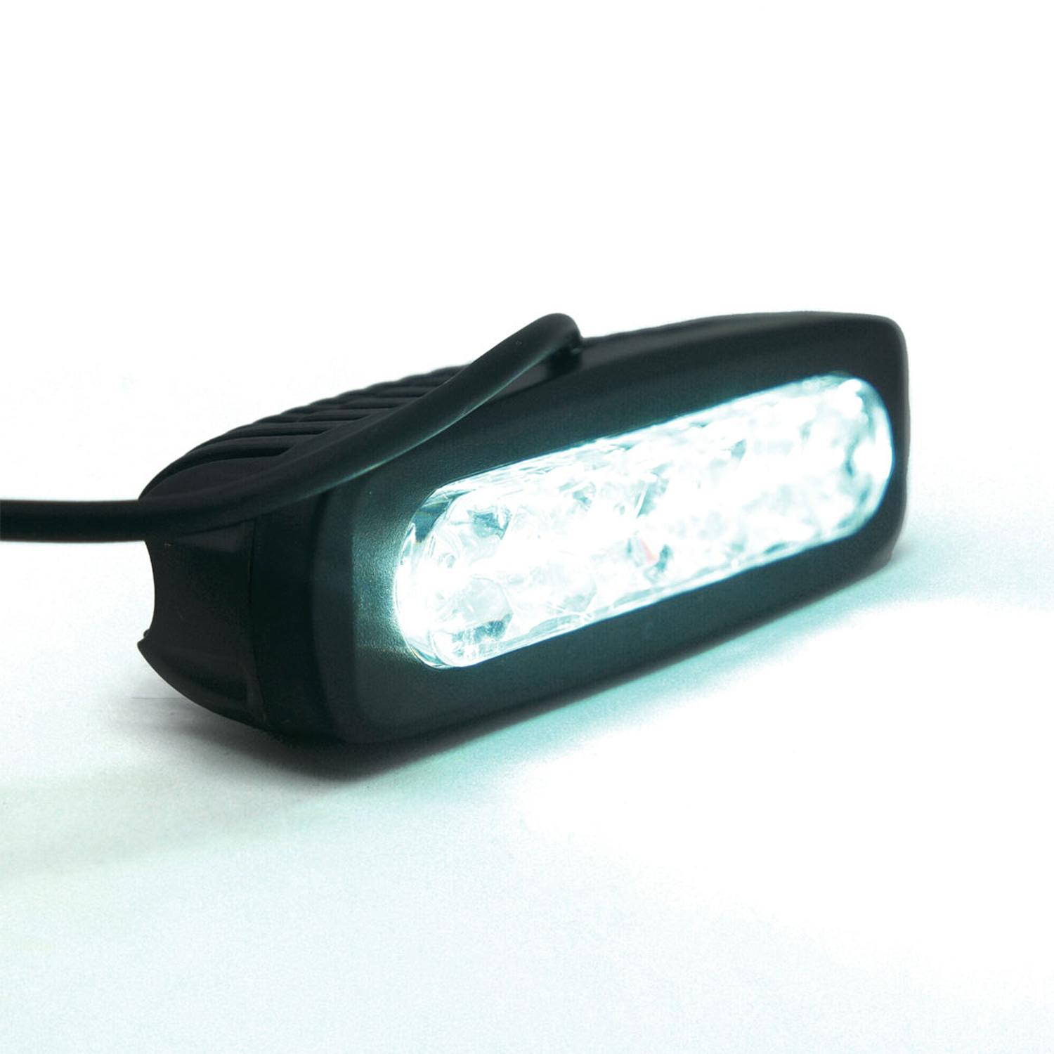 BARRA DE LED MINI 6 LED BLANCO CON LUZ ALTA, BAJA Y ESTROBO PARA MOTOCICLETA