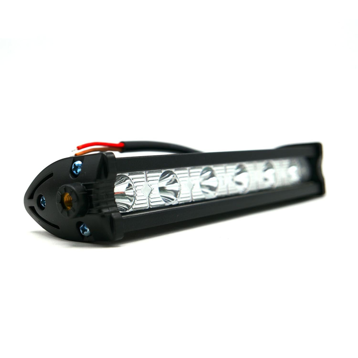 BARRA 6 LED LUZ BLANCA FIJA Y ESTROBO OPCIONAL PARA MOTOCICLETA