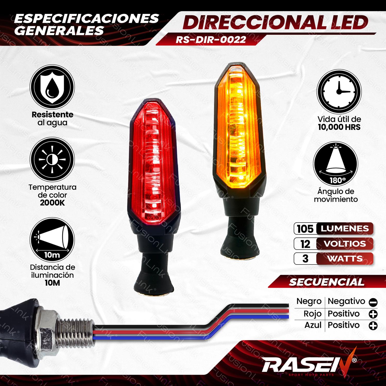 DIRECCIONAL LED SECUENCIAL PREMIUM 4 HYPERLED UNIVERSAL PARA MOTOCICLETA