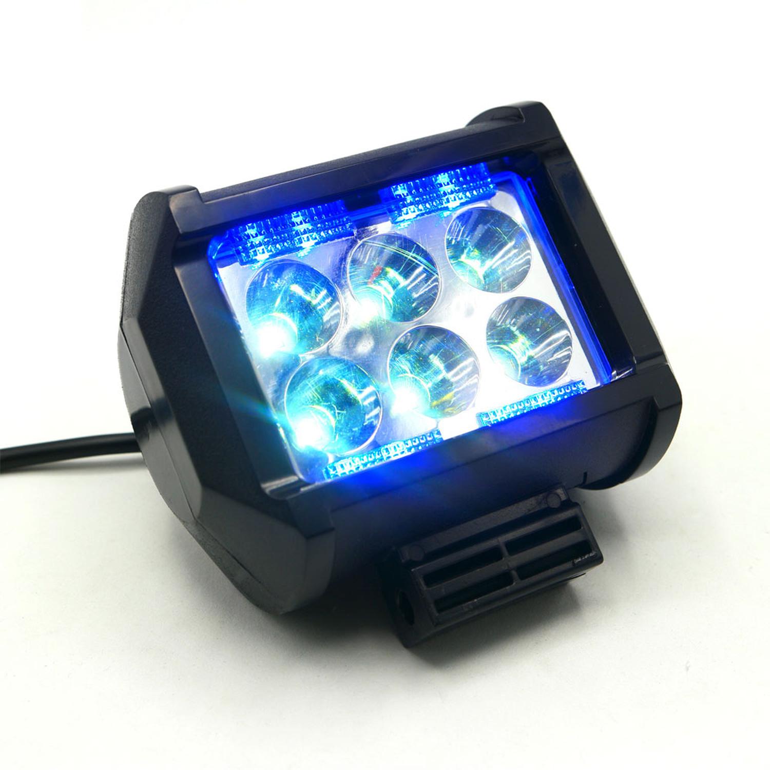 FARO AUXILIAR RECTANGULAR 2 CELDAS LED CON LUZ ALTA, BAJA Y ESTROBO PARA MOTOCICLETA