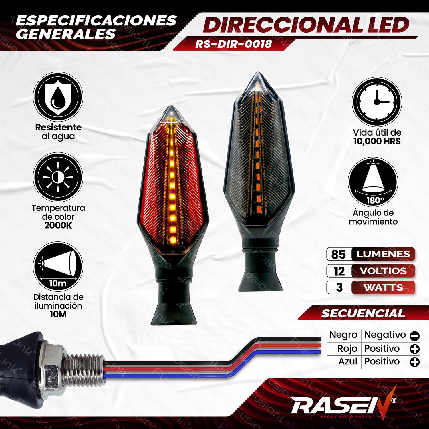 DIRECCIONAL LED SECUENCIAL TIPO FLECHA UNIVERSAL PARA MOTOCICLETA